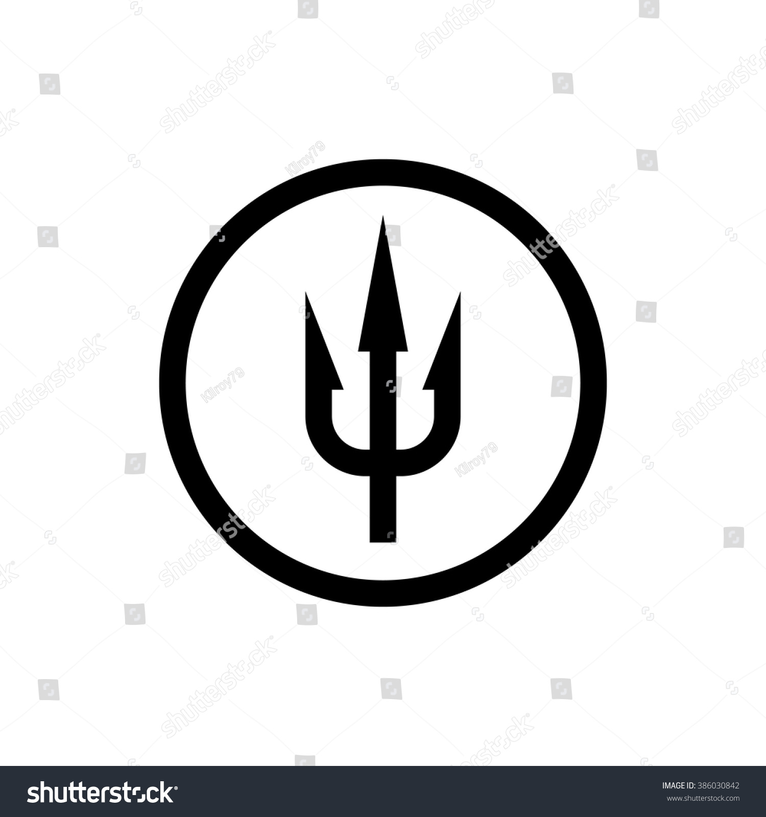 Simple Trident Sign Black Symbol Circle Stock Vector (Royalty Free ...