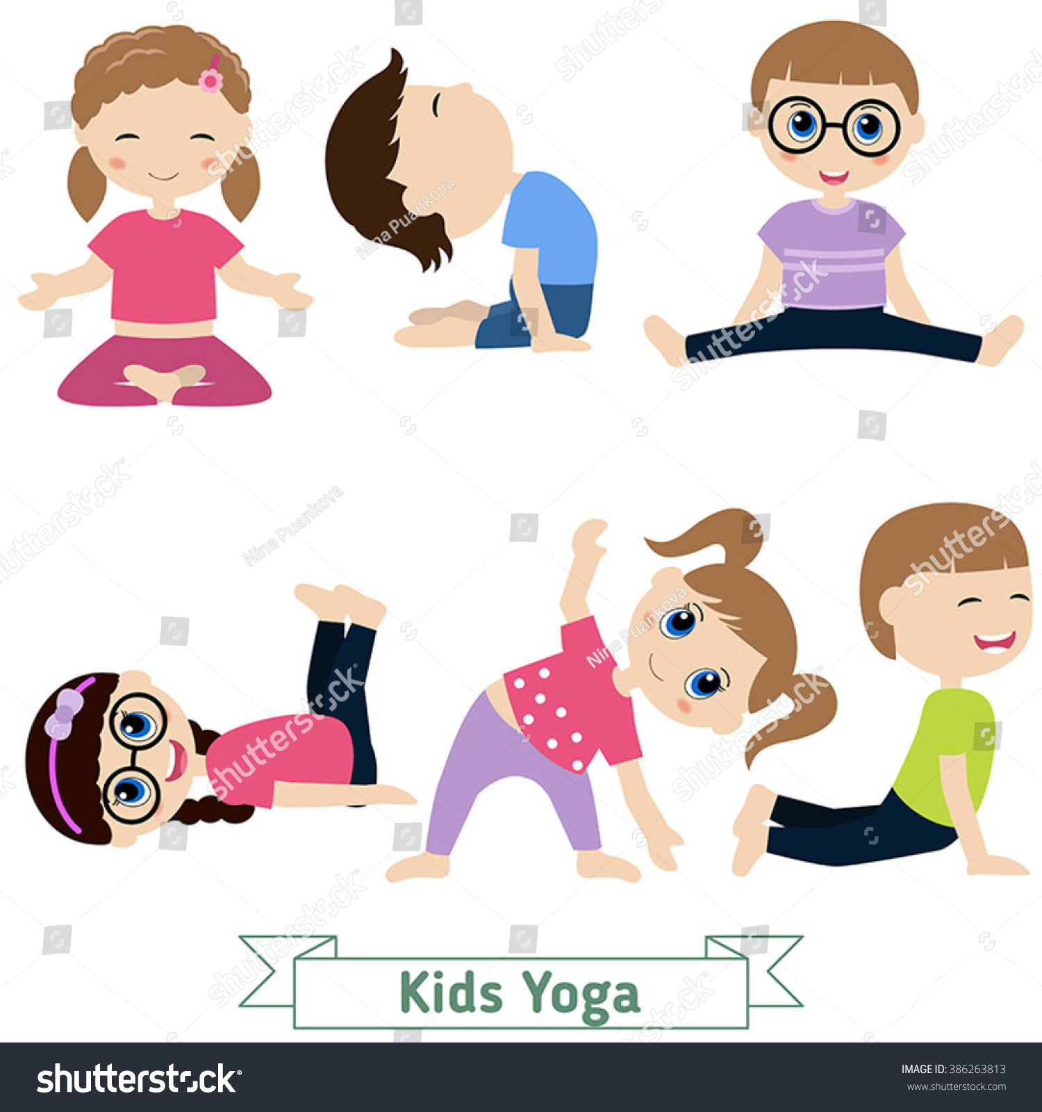 Children Doing Yoga Different Positions Stock Vector (Royalty Free ...