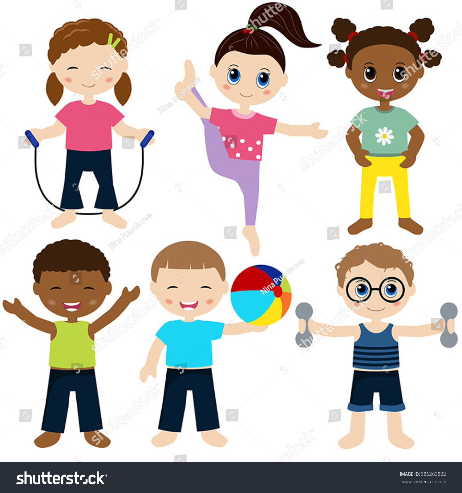 Illustration Children Playing Sports Stock Vector (Royalty Free ...