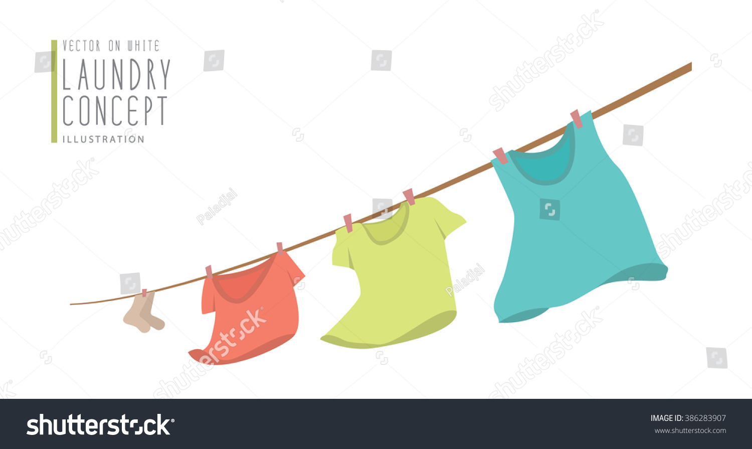 Illustration Vector Tshirts Hanging On Clothesline Stock Vector ...