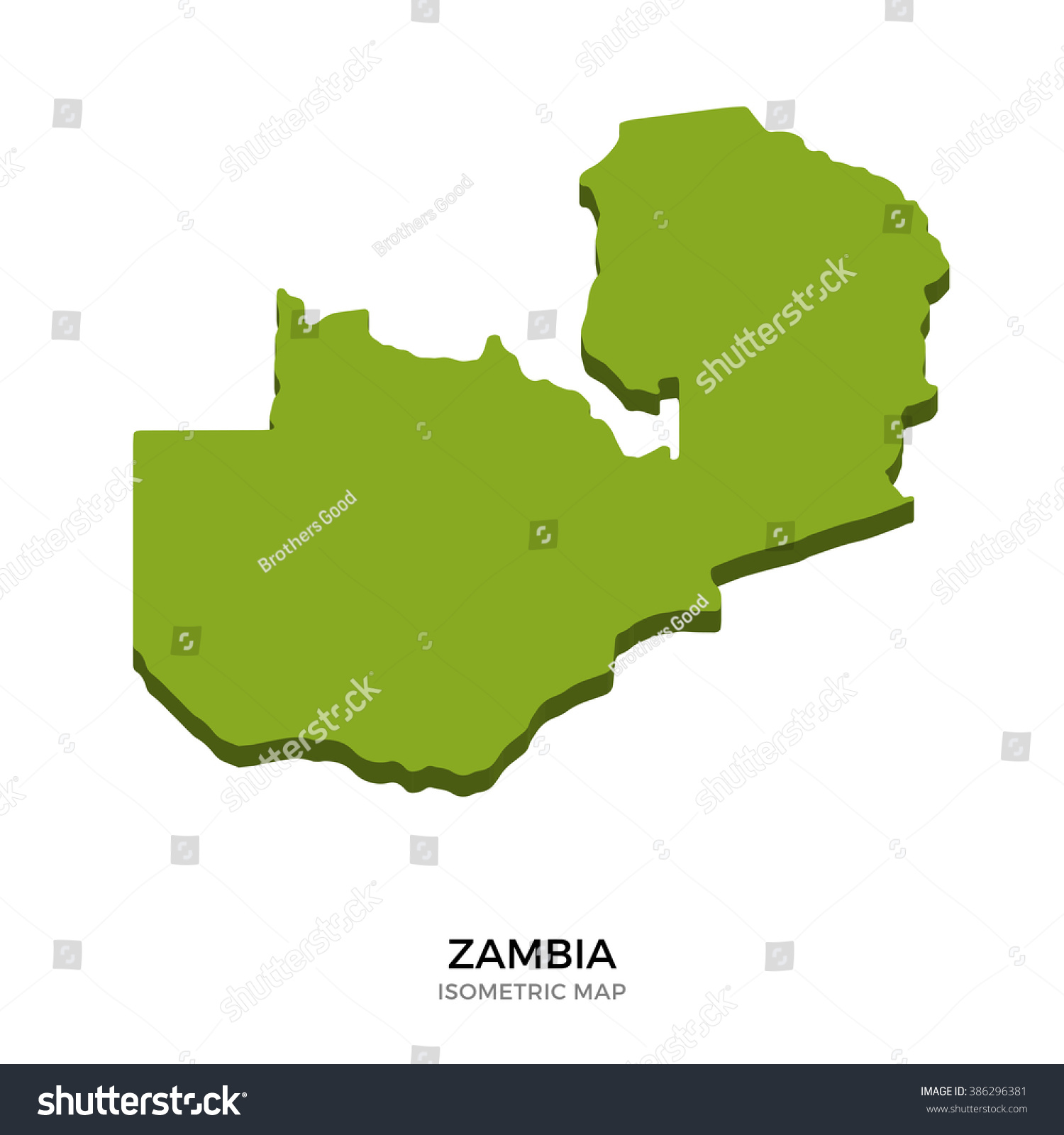 Isometric Map Zambia Detailed Vector Illustration Stock Vector (Royalty ...