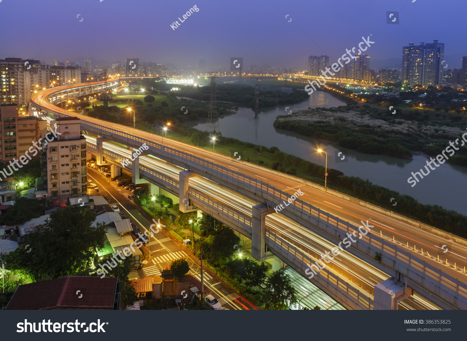 Aerial View Taipei Cityscape Highway Night Stock Photo 386353825 ...