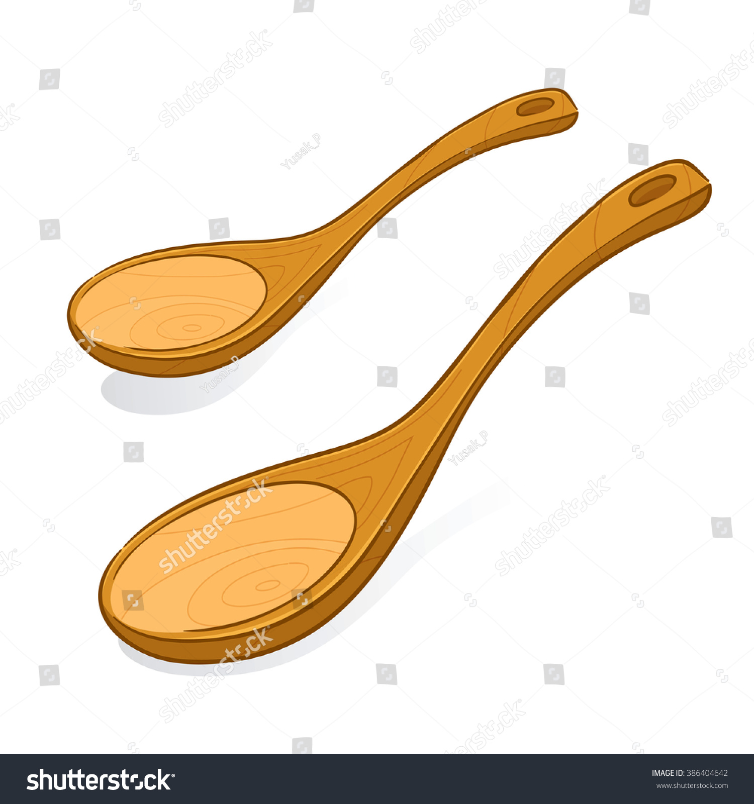 Hand Drawing Two Wooden Spoon Vector Stock Vector (Royalty Free