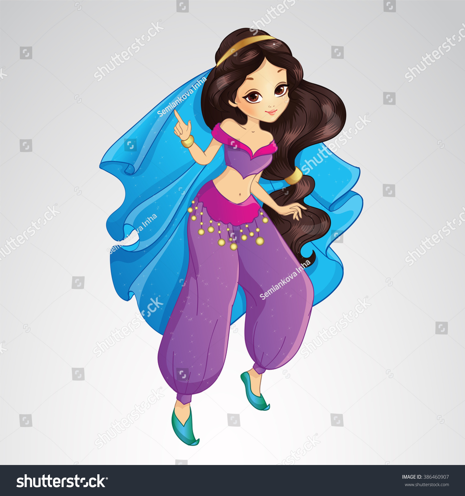 Vector Illustration Beautiful Arabian Princess Traditional: เวกเตอร์ ...