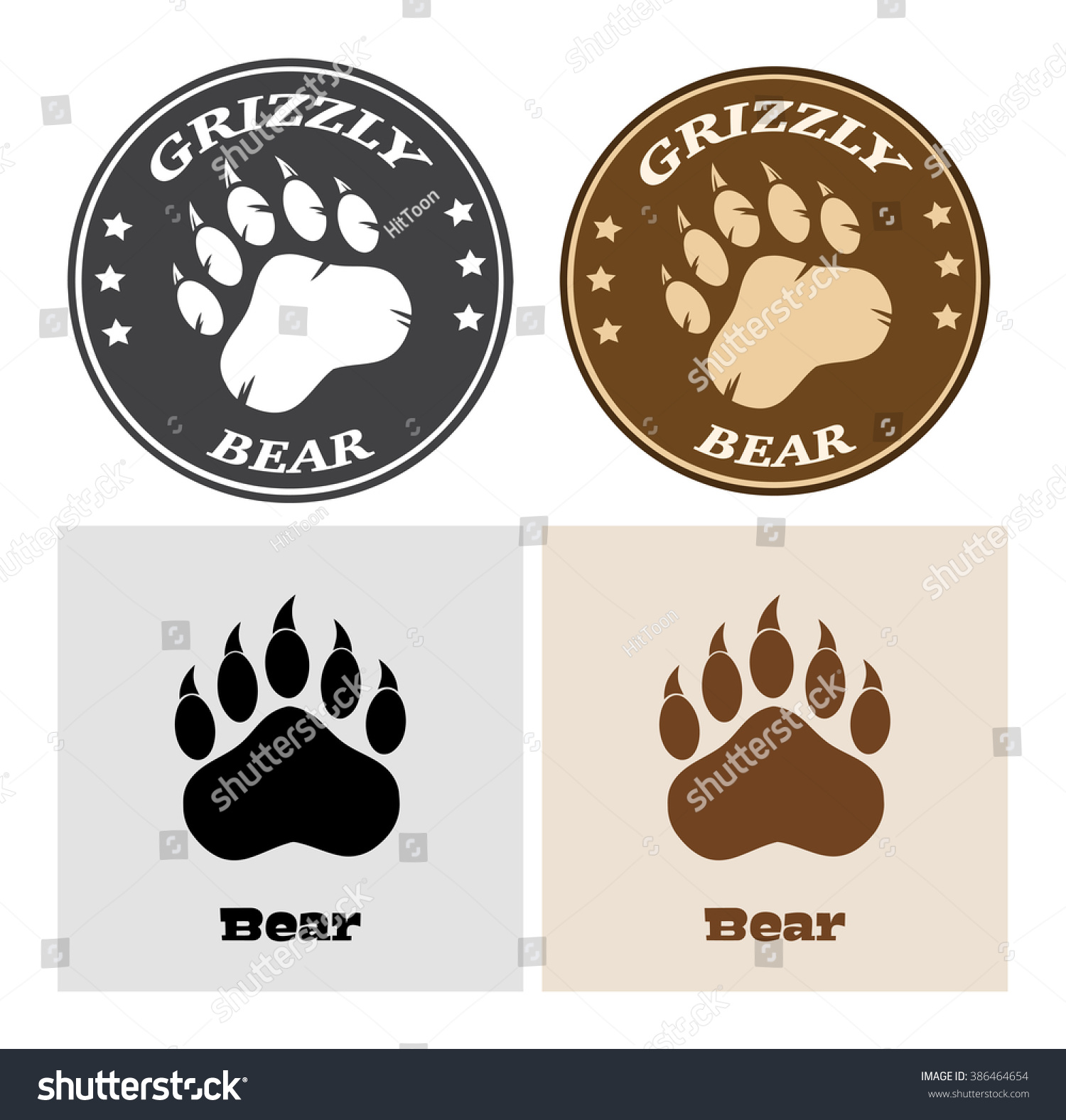 Bear Paw Print Circle Logo Design Stock Vector (Royalty Free) 386464654 ...