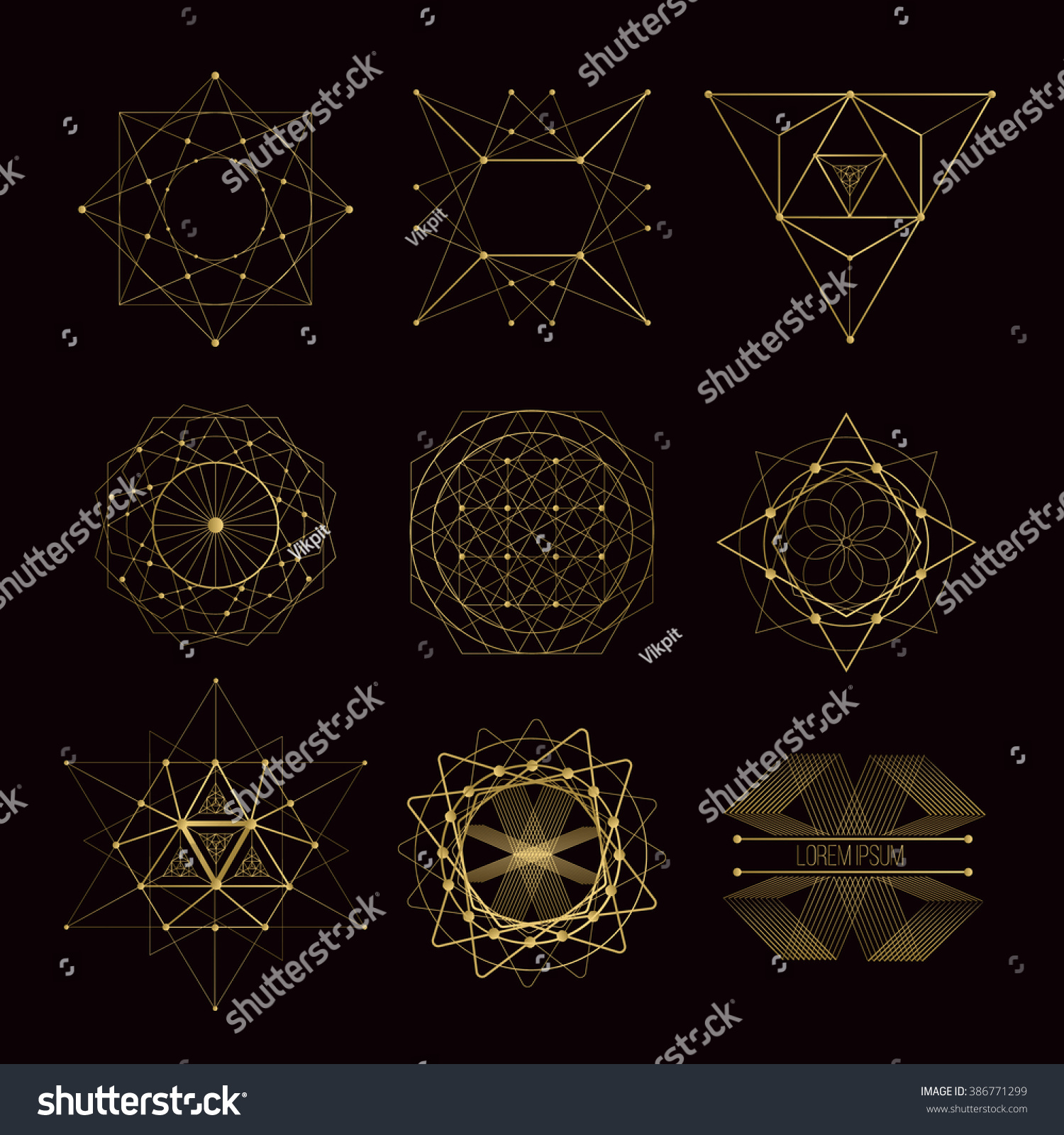 Sacred Geometry Forms Shapes Lines Logo Stock Vector (Royalty Free ...