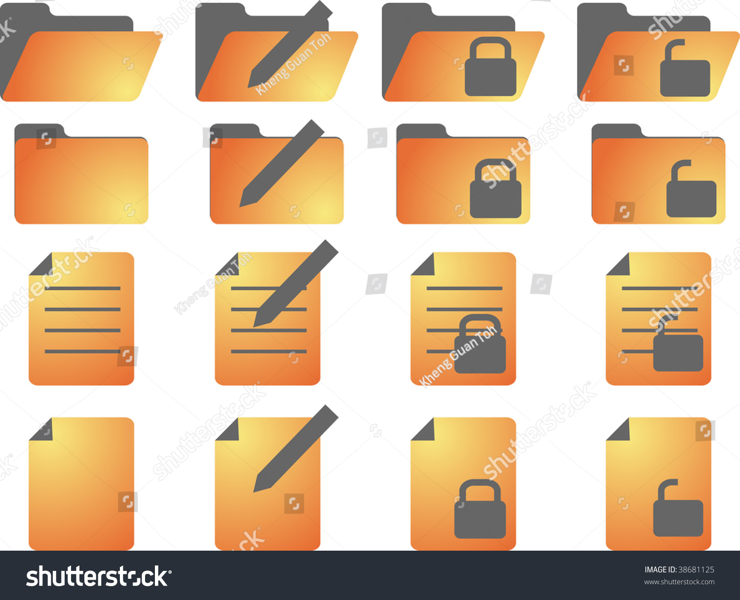 Document Folder Icon Set Different Statuses Stock Illustration 38681125 ...