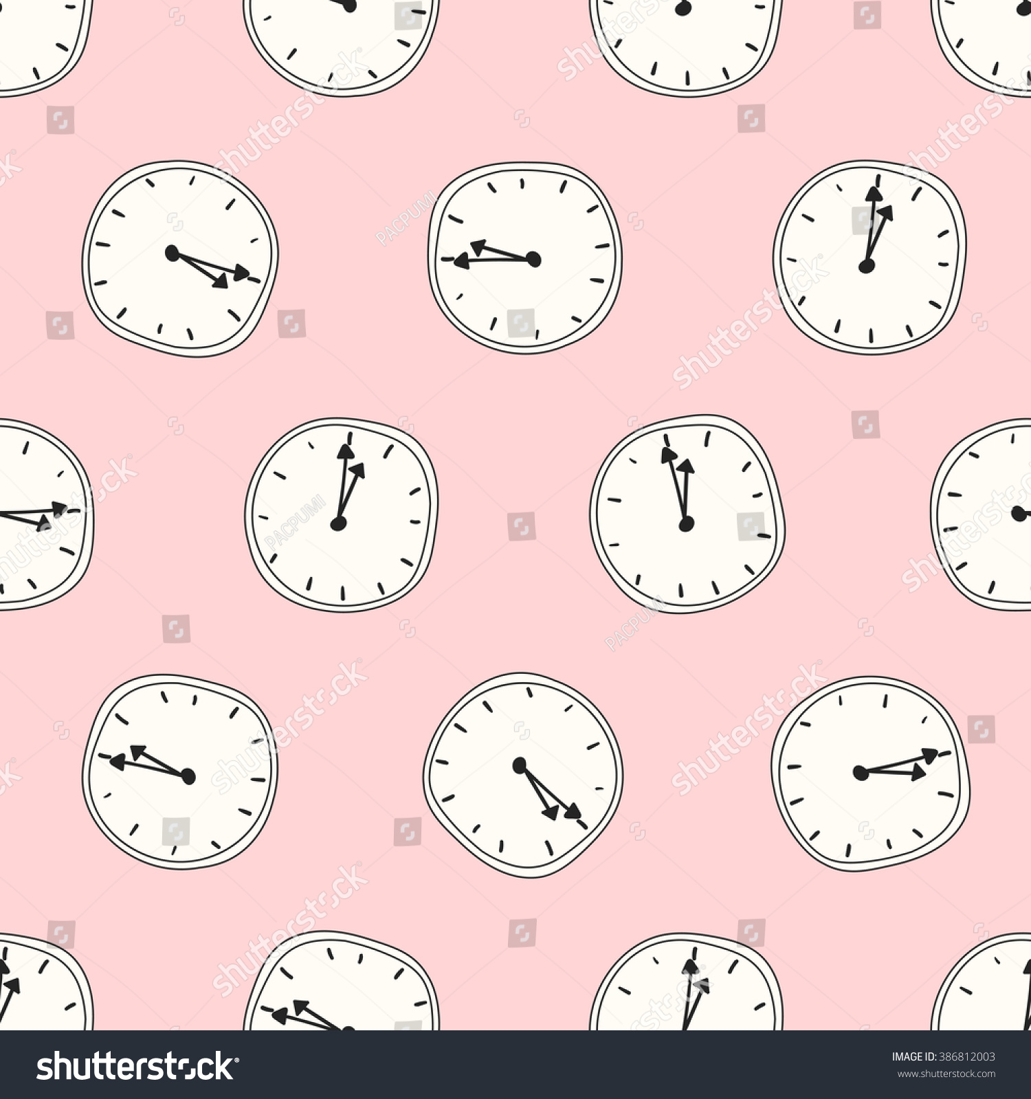 Seamless Pattern Clock Art Background Design Stock Vector Royalty Free