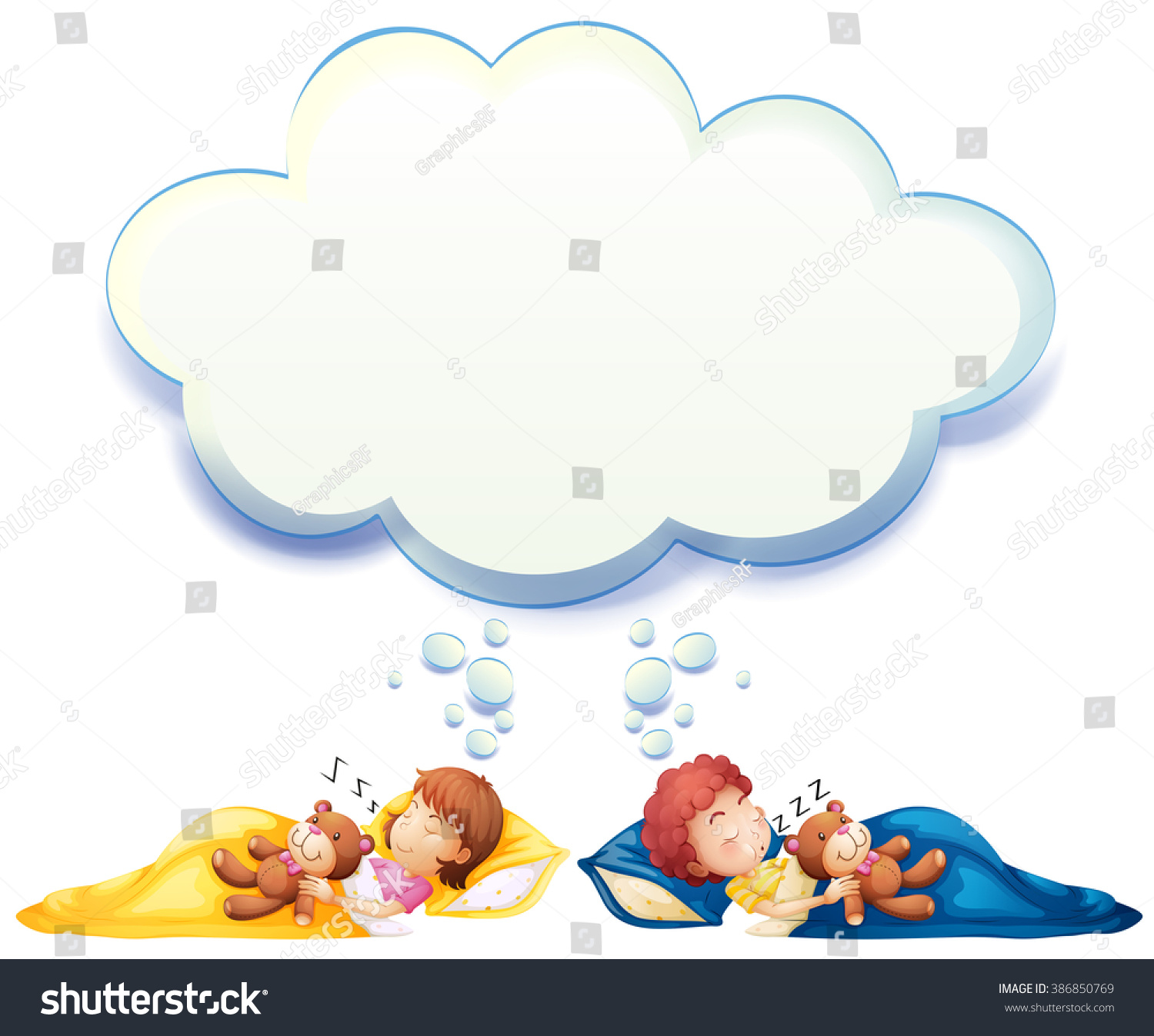 Boy Girl Sleeping Bed Illustration Stock Vector (Royalty Free ...