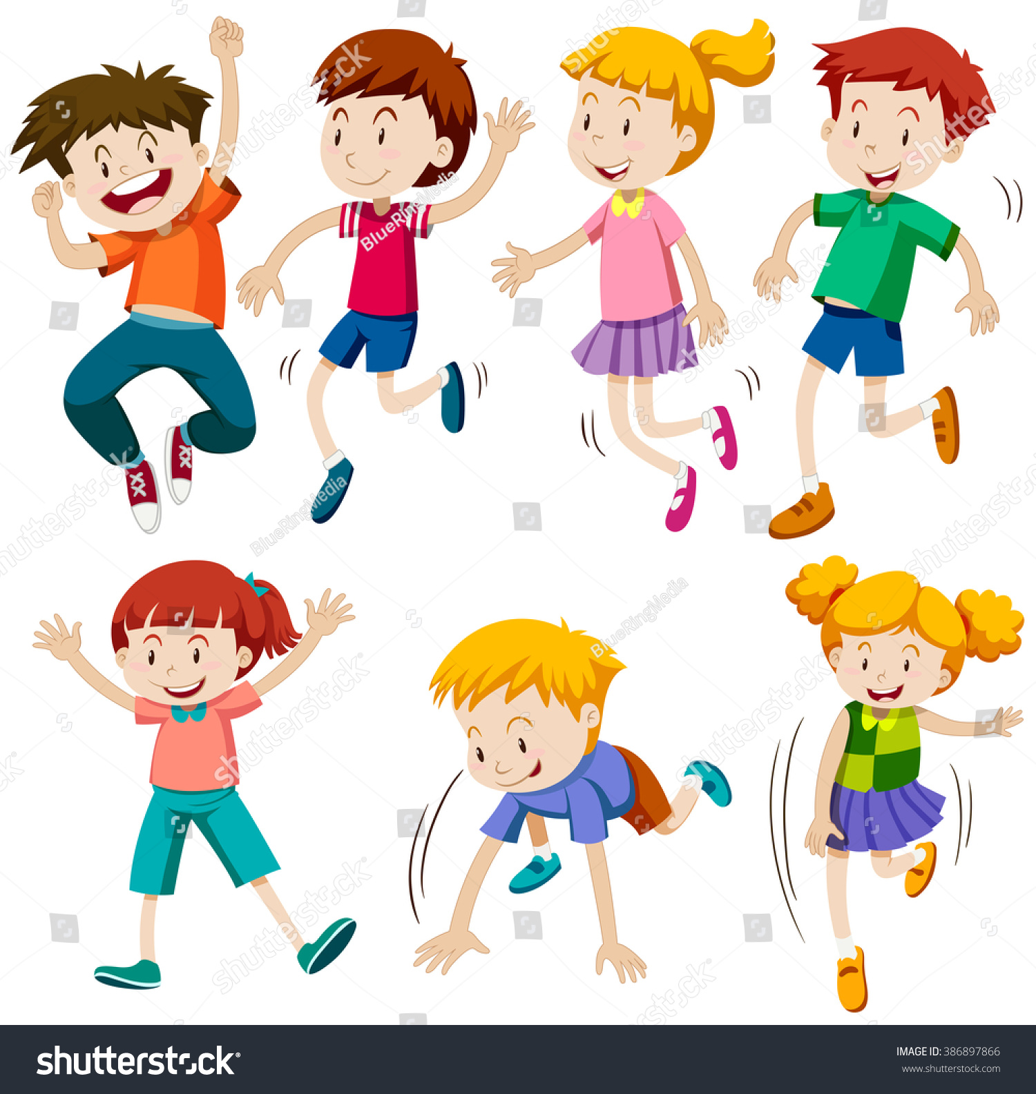 Boys Girls Different Actions Illustration Stock Vector (Royalty Free ...