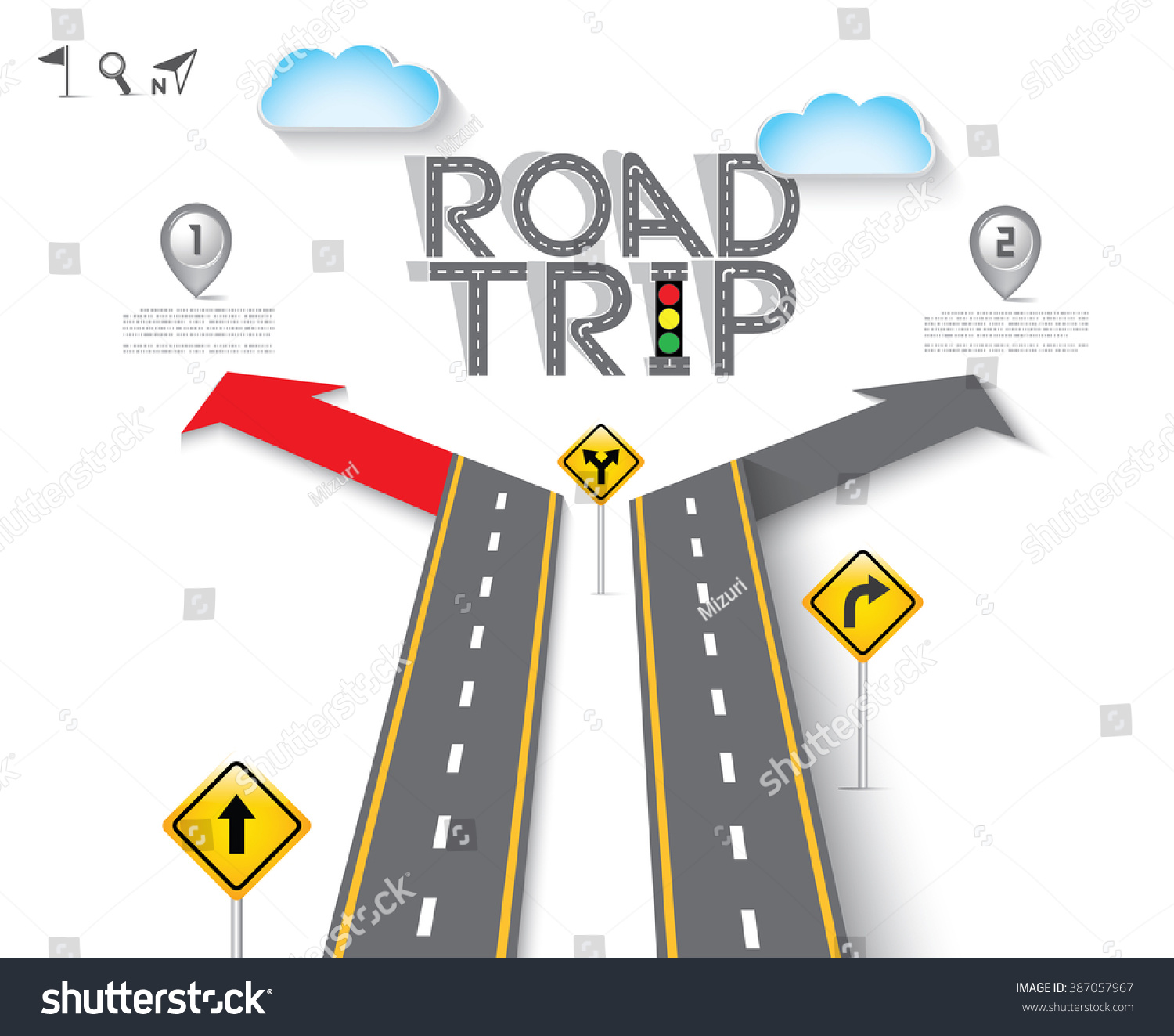 Road Street Design Arrow Icon Set Stock Vector (Royalty Free) 387057967 ...