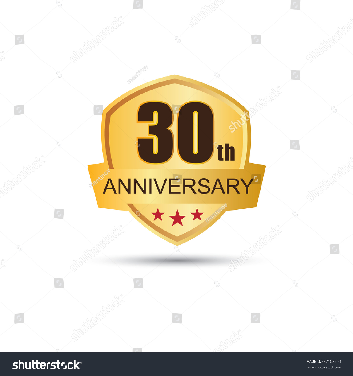 Golden Badge 30 Years Anniversary Logo Stock Vector (Royalty Free ...