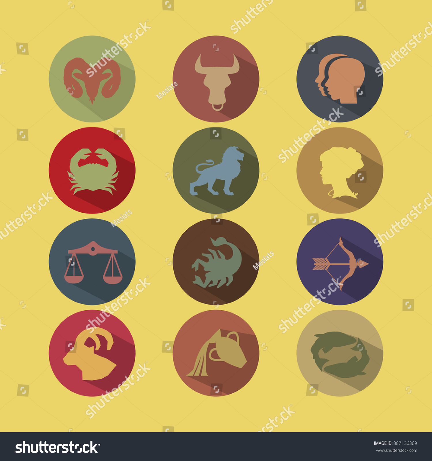 Set Astrological Zodiac Symbols Horoscope Signs Stock Vector Royalty