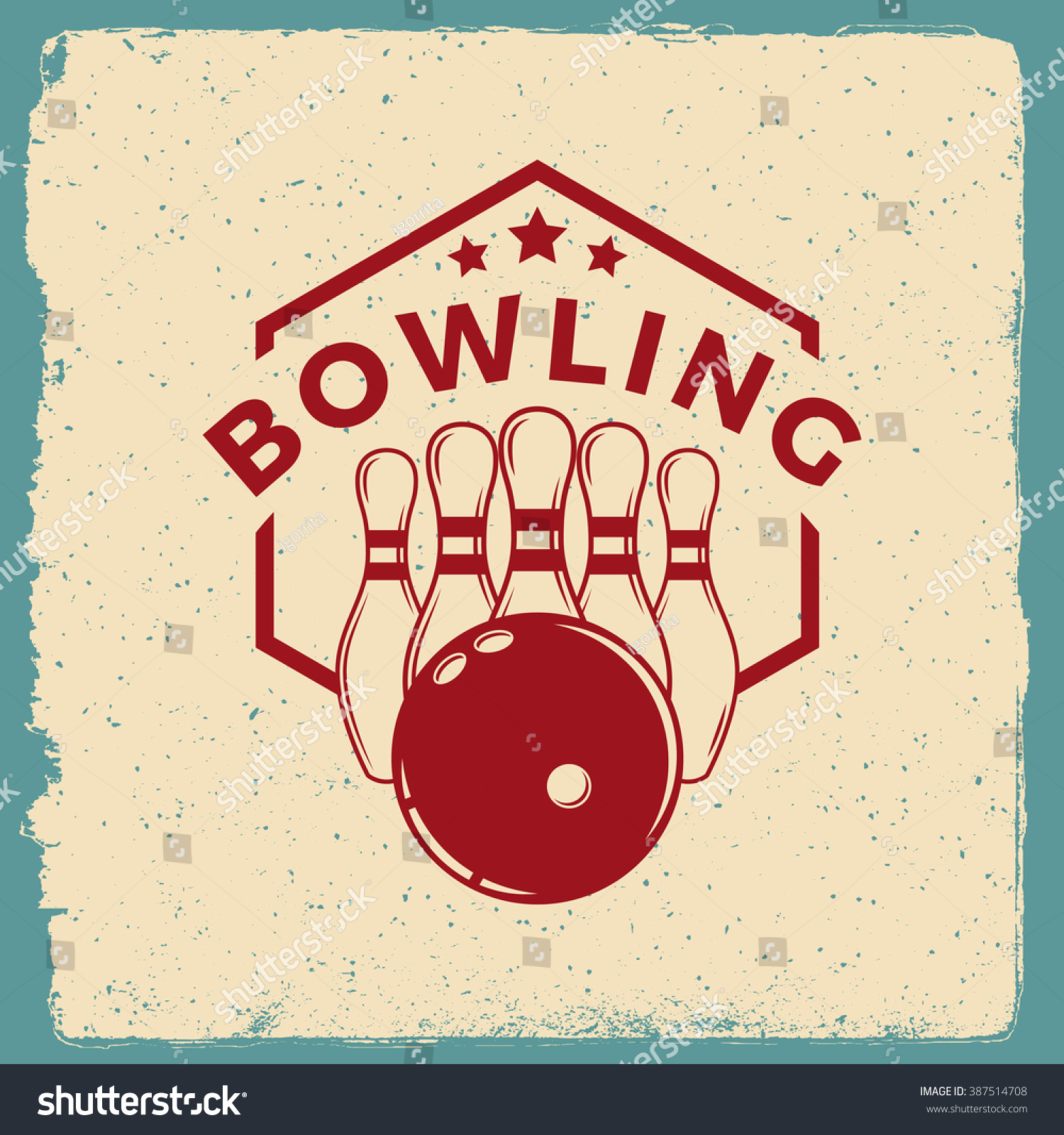 Bowling Emblem Logotype Template On Retro Stock Vector (Royalty Free ...