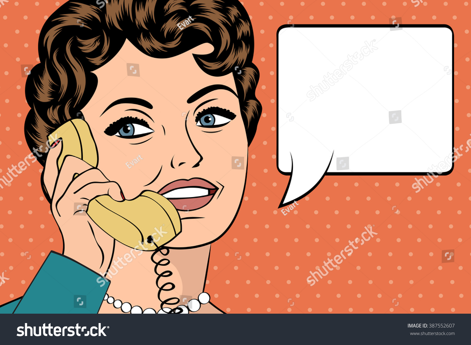 Woman Chatting On Phone Pop Art Stock Vector Royalty Free 387552607 Shutterstock 9199