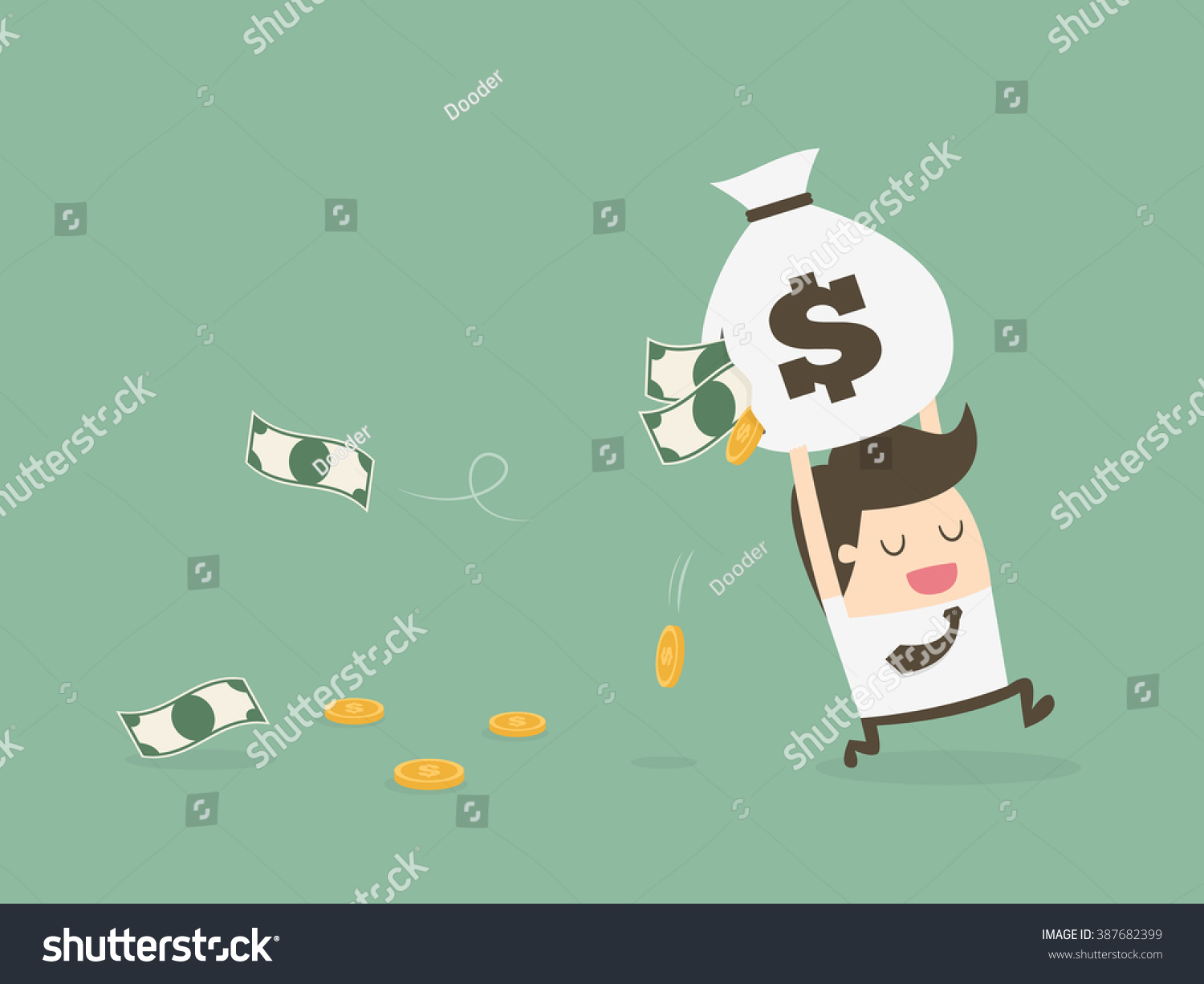 Careless Businessman Carrying Torn Money Bag Stock Vector (Royalty Free ...