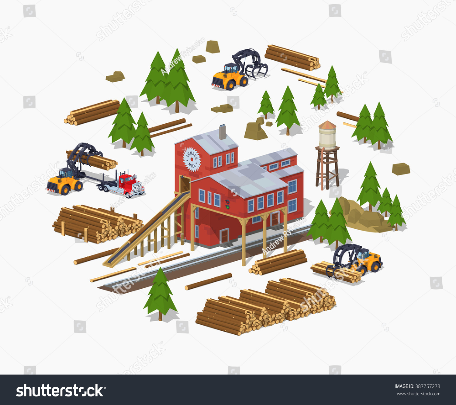 Lumber Mill Sawmill Building 3d Lowpoly 库存矢量图（免版税）387757273 Shutterstock