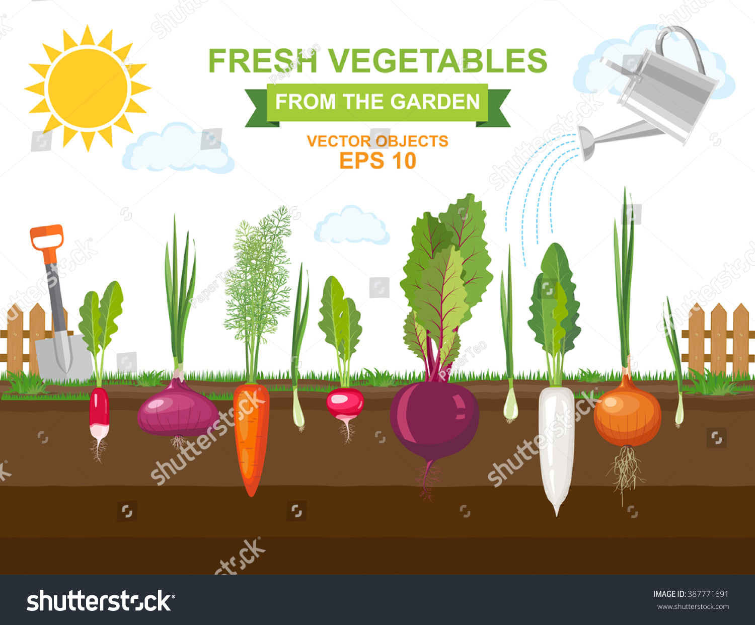 Рисуем овощи в земле