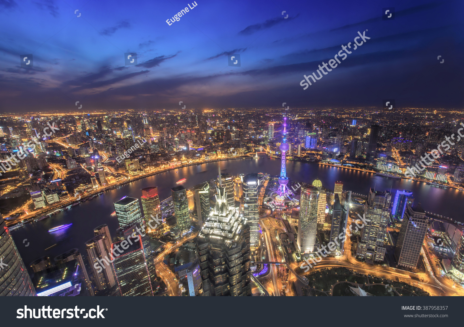 Aerial View Shanghai Cityscape Night Stock Photo 387958357 | Shutterstock