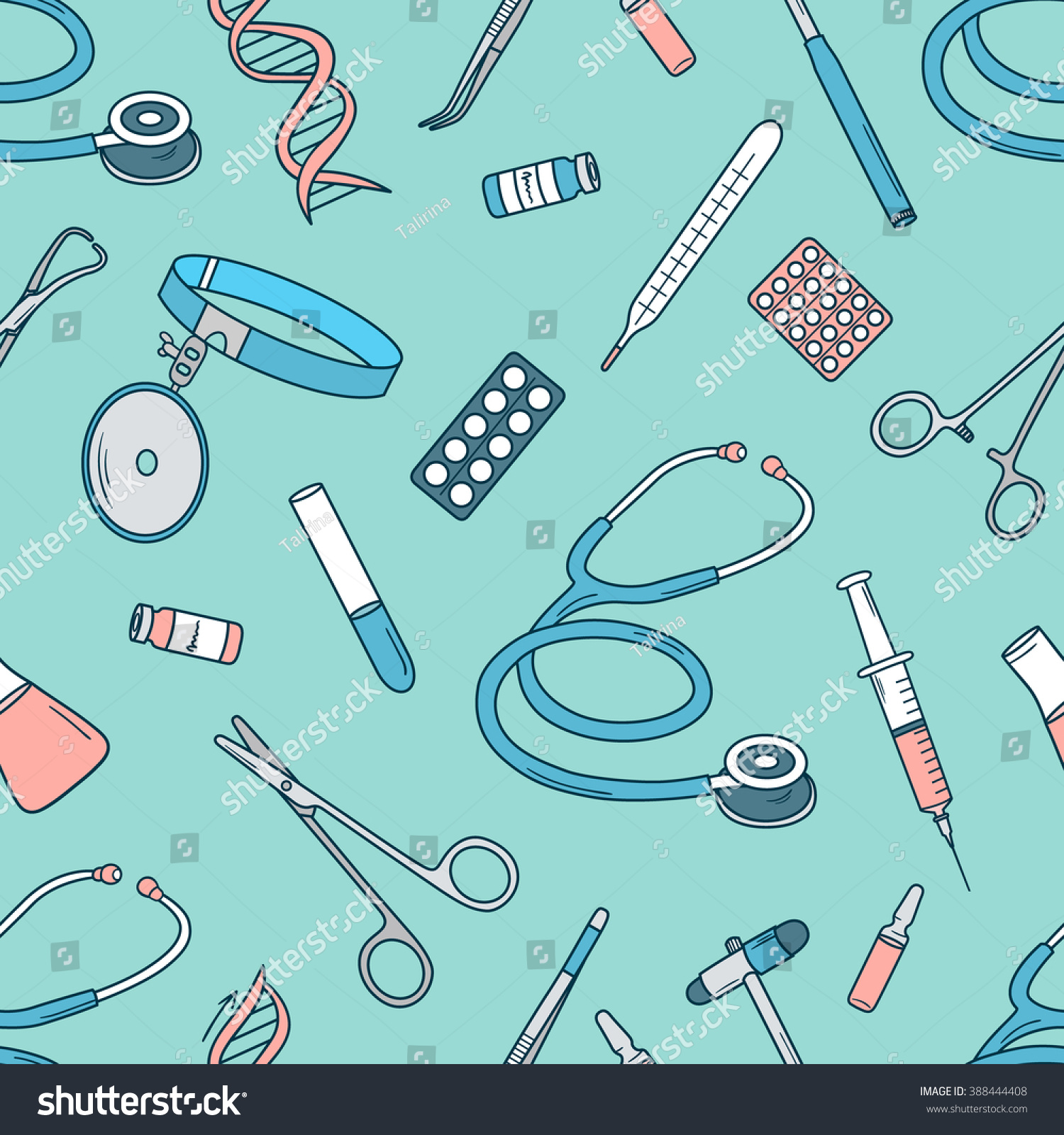 Big Collection Medical Tools Seamless Pattern Stock Vector (Royalty ...