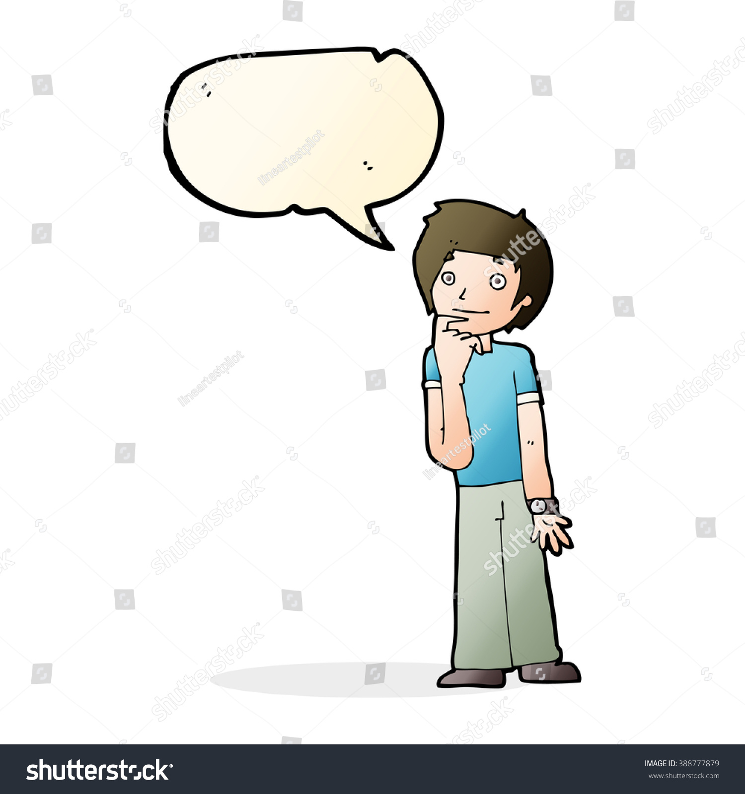 Cartoon Boy Wondering Speech Bubble Stock Vector (Royalty Free ...