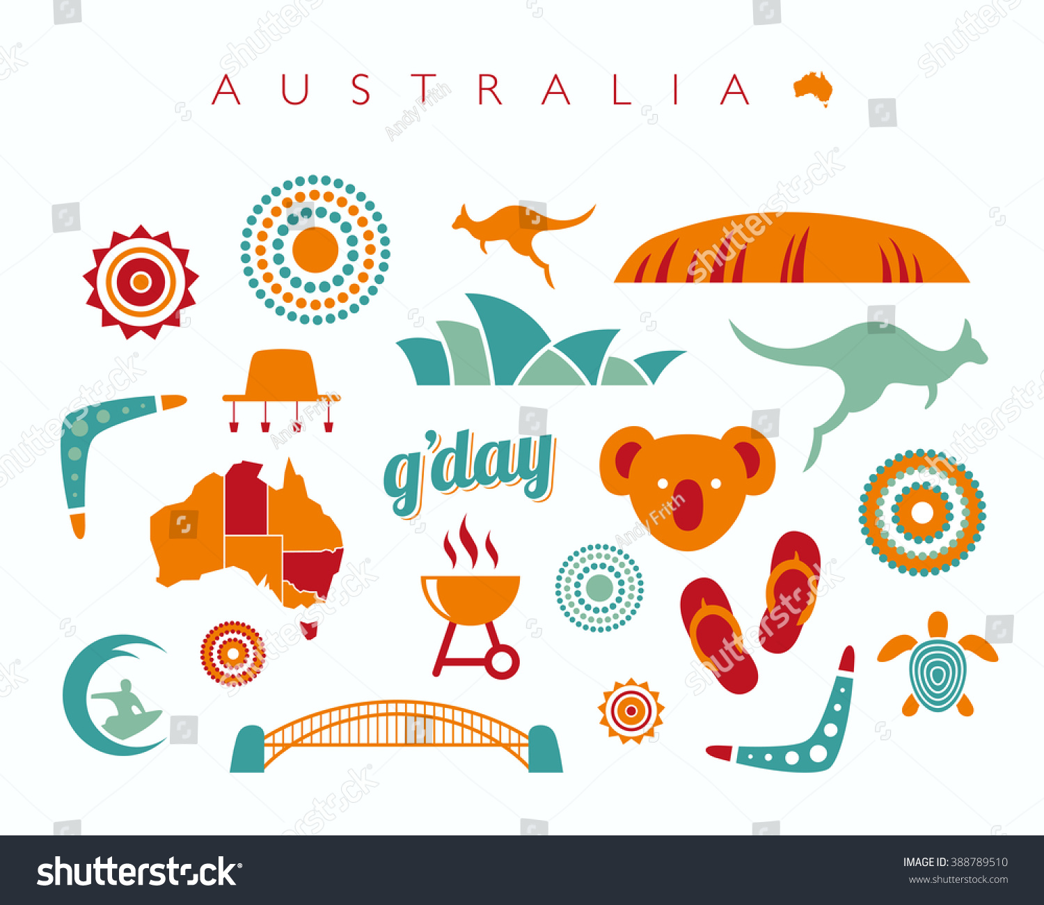 Australia Icon Set Vector Illustration Stock Vector Royalty Free Shutterstock