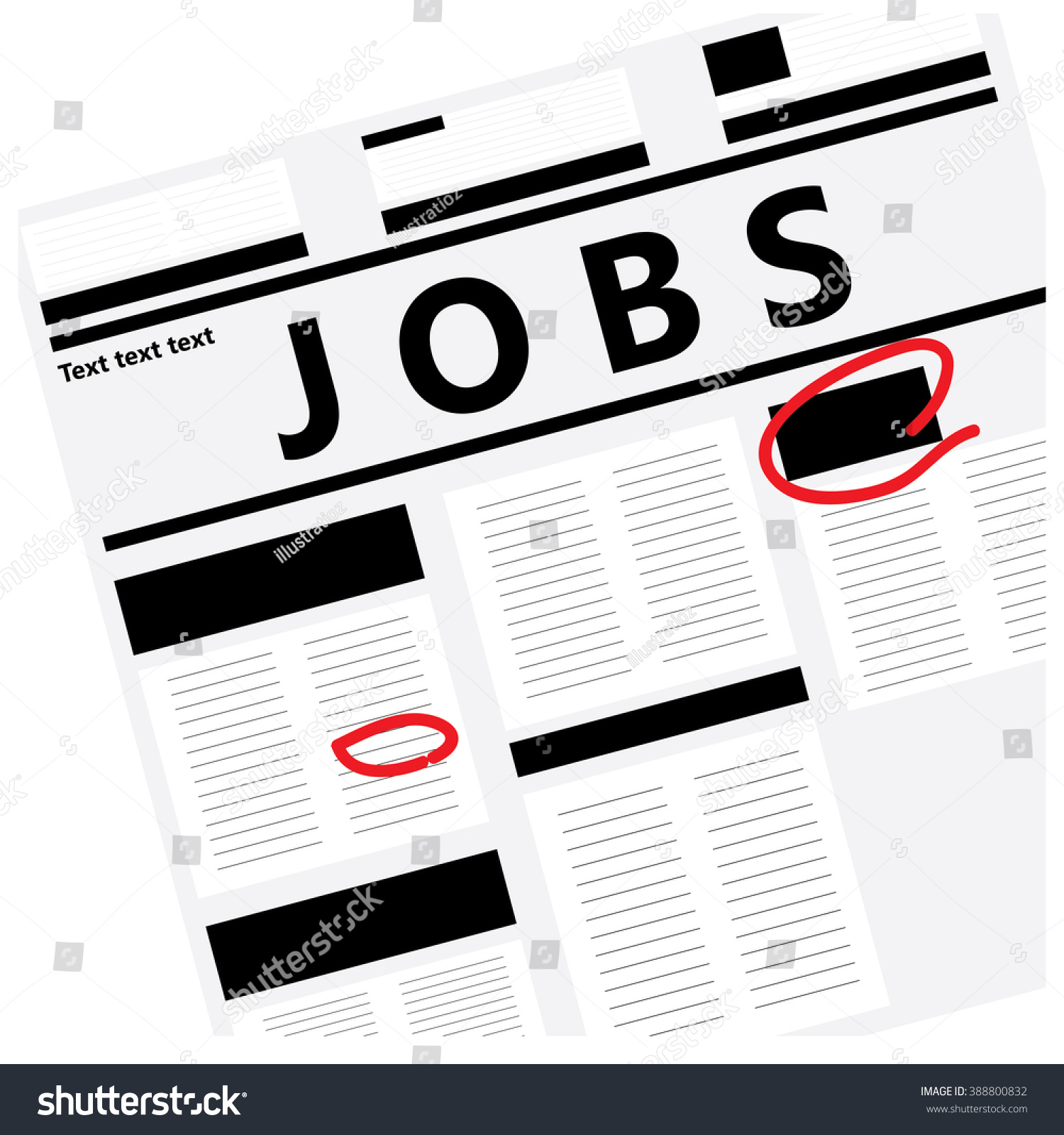 White Background Newspaper Text Job Search Stock Vector (Royalty Free ...