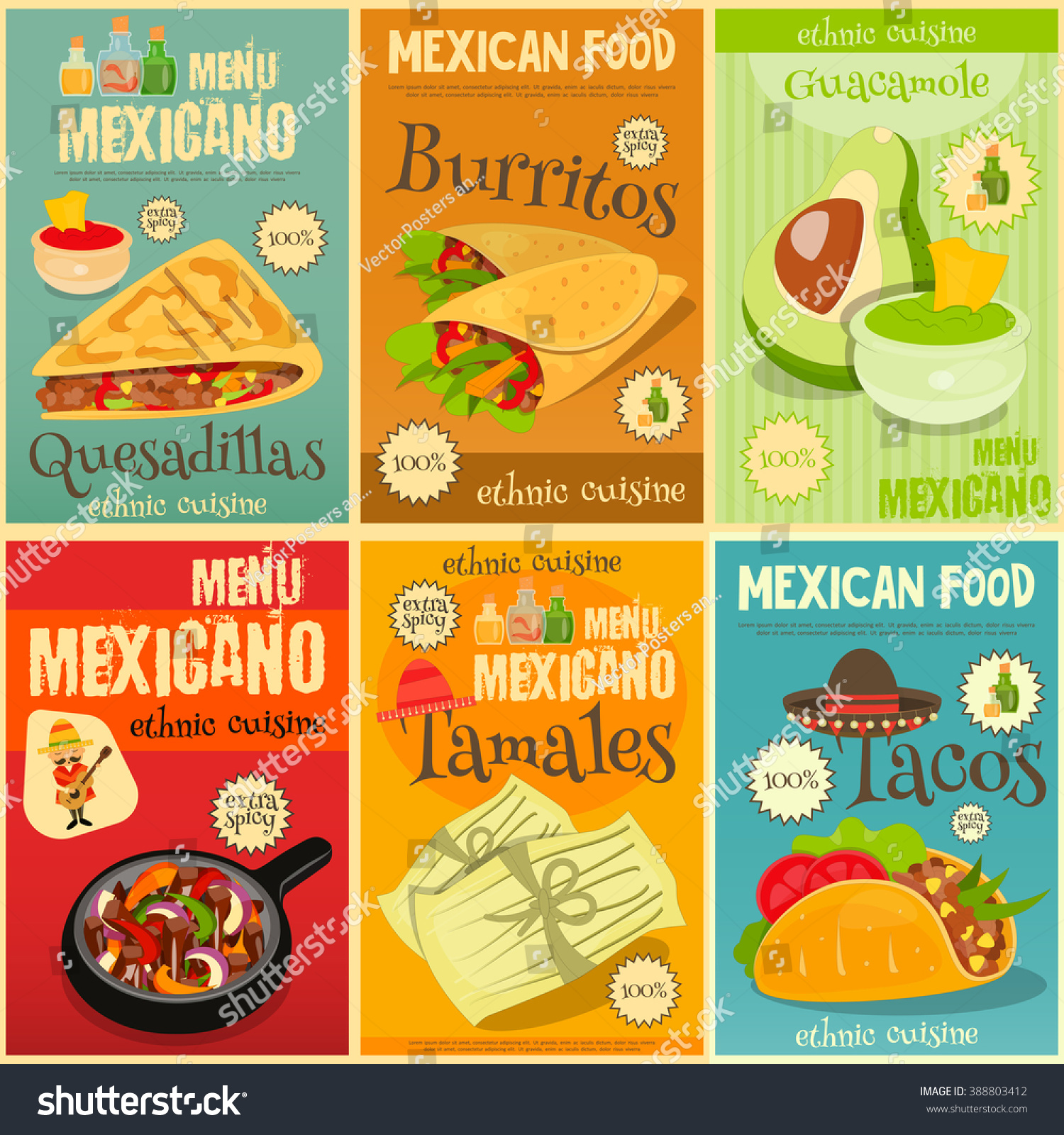 Mexican Food Menu Mini Posters Set Stock Vector (Royalty Free ...