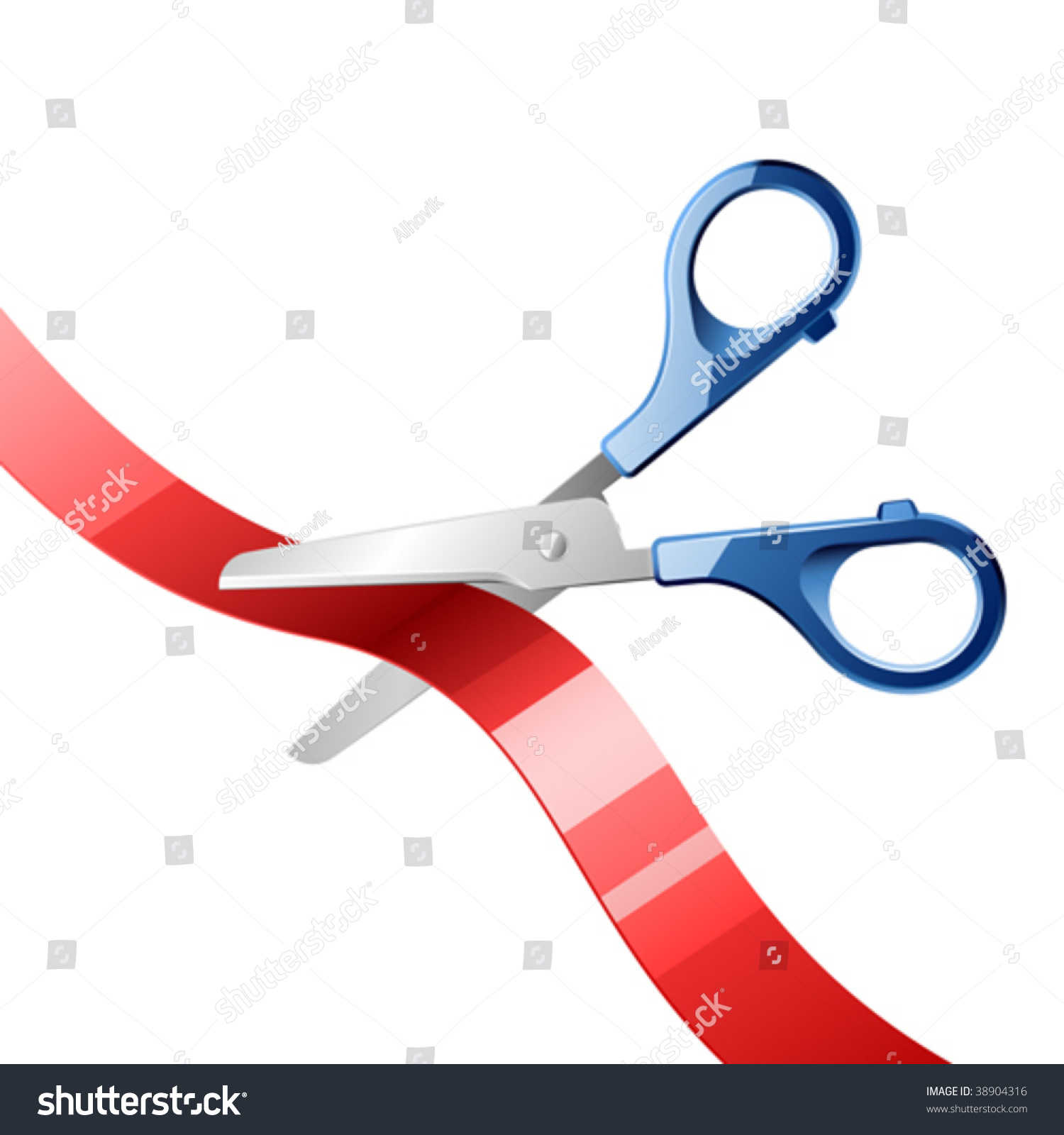 Scissors Cutting Red Ribbon Vector Illustration Stock Vector (Royalty ...