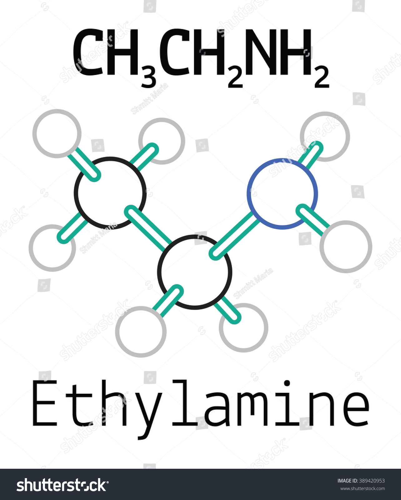 Ch3ch2nh2 Ethylamine 3d Molecule Isolated On Stok Vektör (Telifsiz) 3894209...