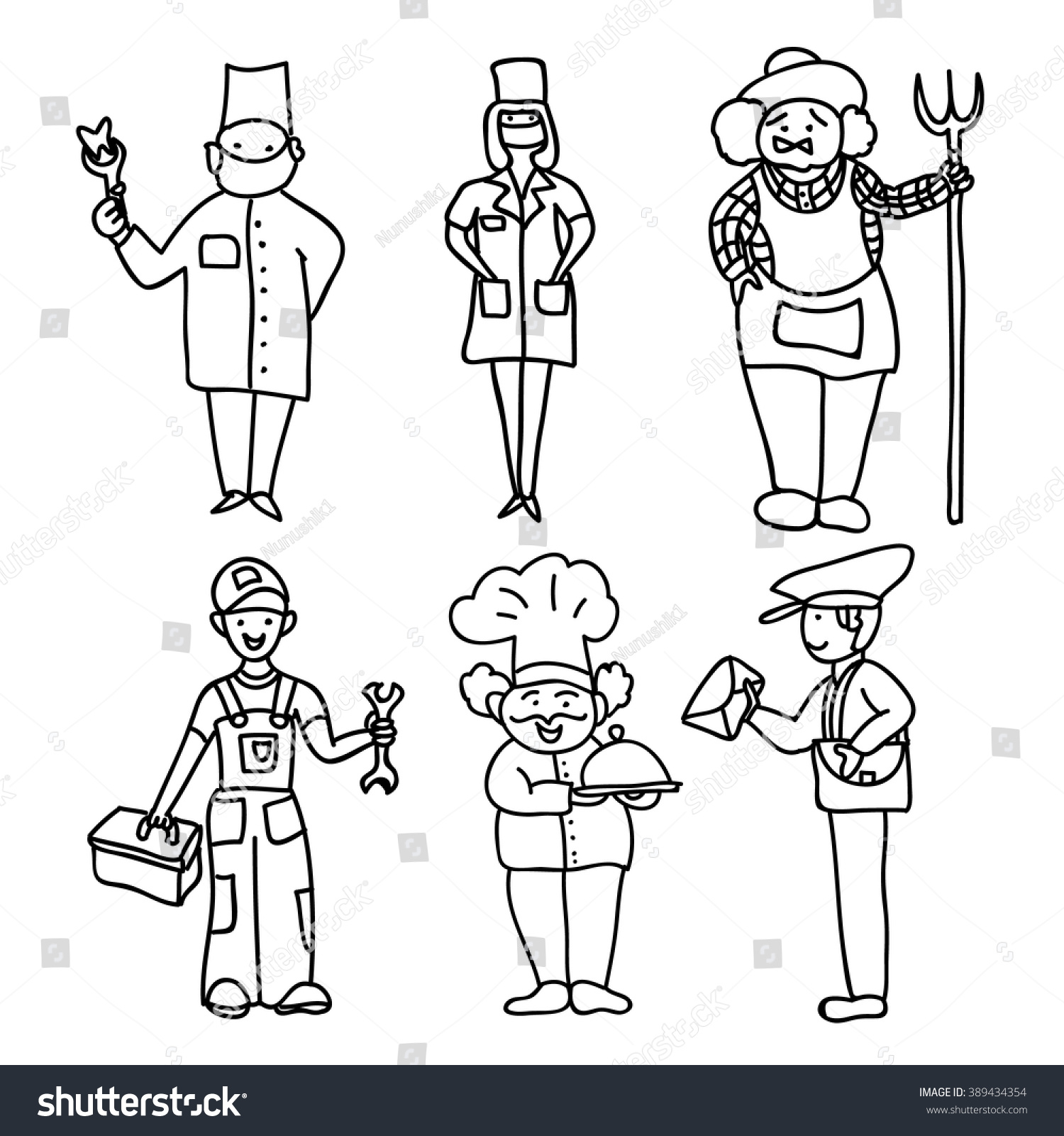 Professions Kids Coloring Page Stock Vector (Royalty Free) 389434354 ...