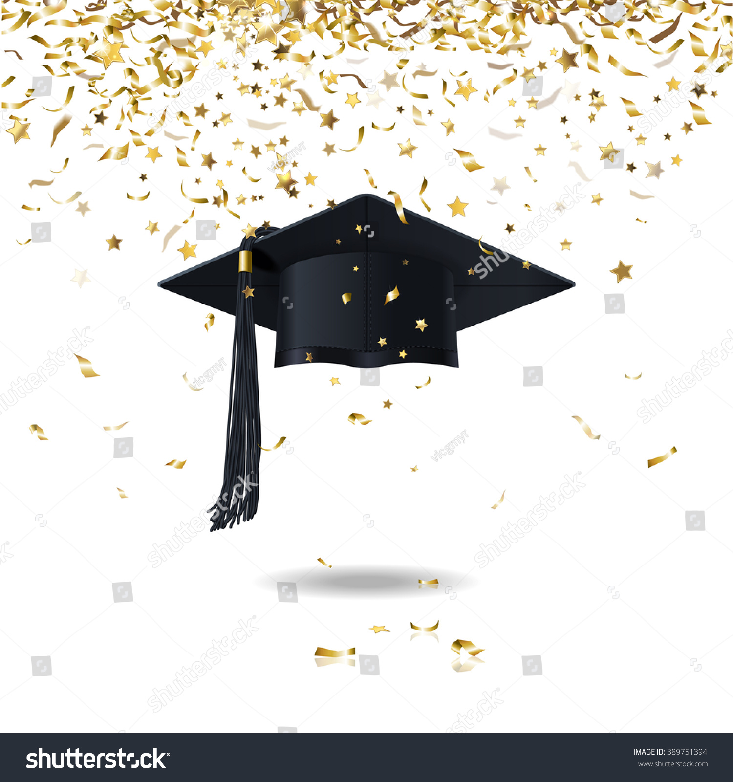 Graduate Cap Golden Confetti Stock Illustration 389751394 | Shutterstock