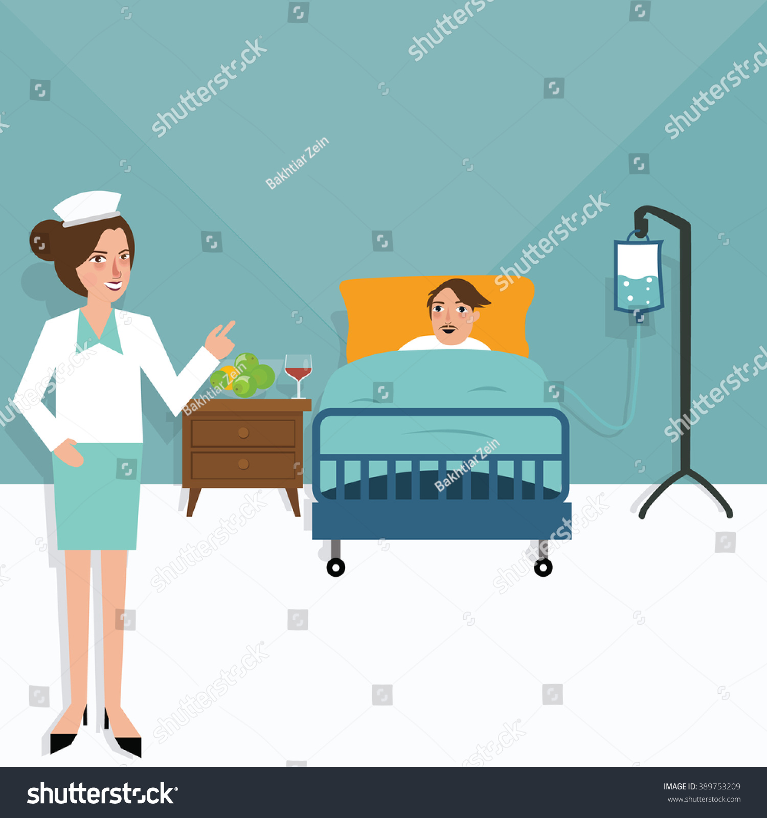 Hospital Nurse Patient Bed Room Sick Stock Vector (Royalty Free ...