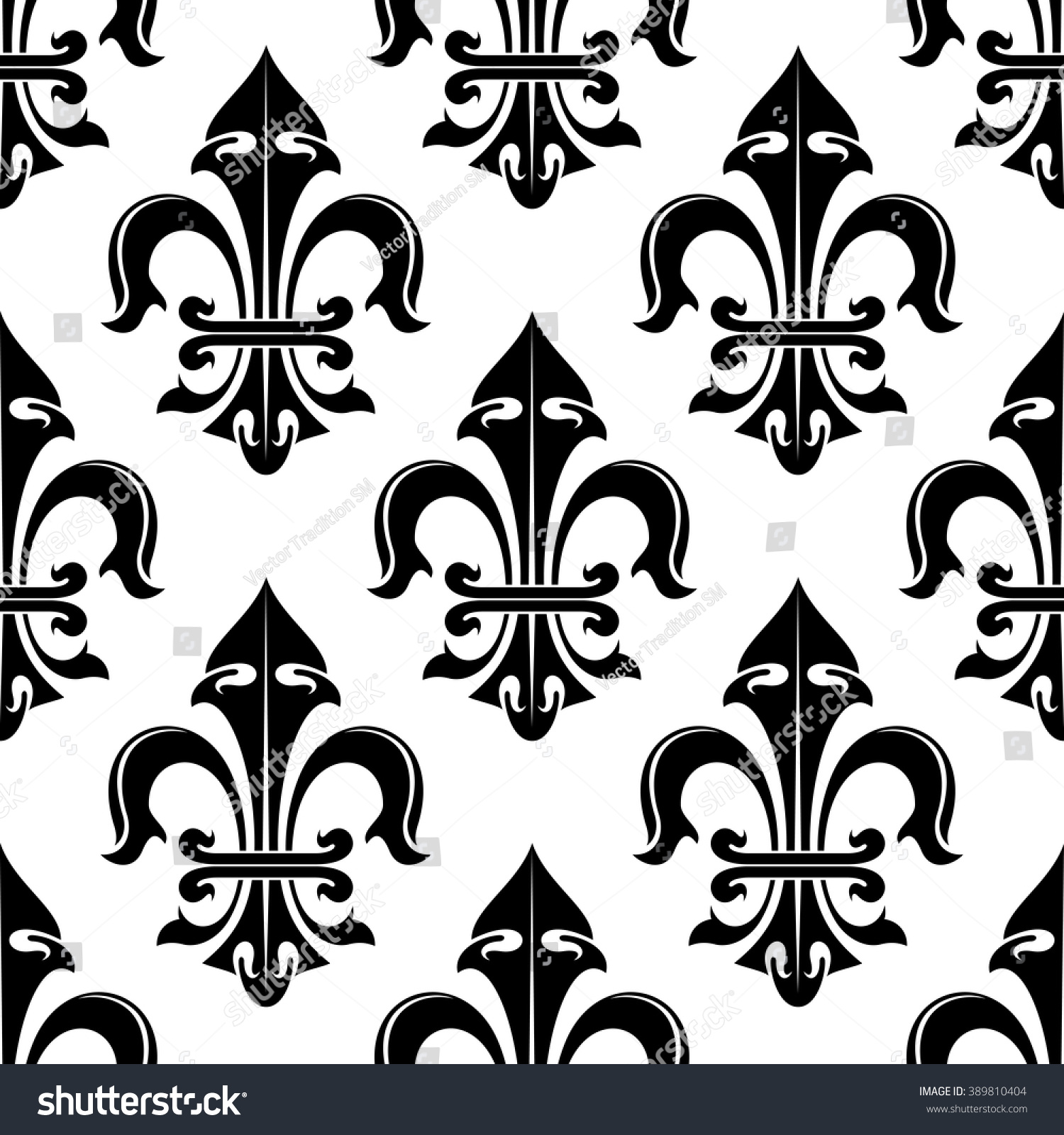 Medieval Heraldic Floral Background Seamless Black Stock Vector ...