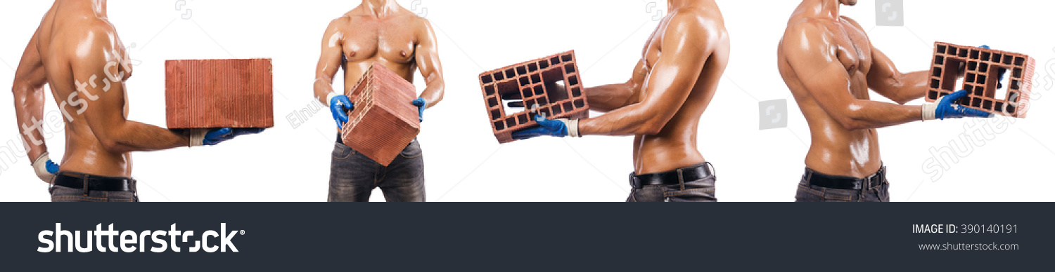 Composite Photo Naked Man Bricks Stock Photo Shutterstock