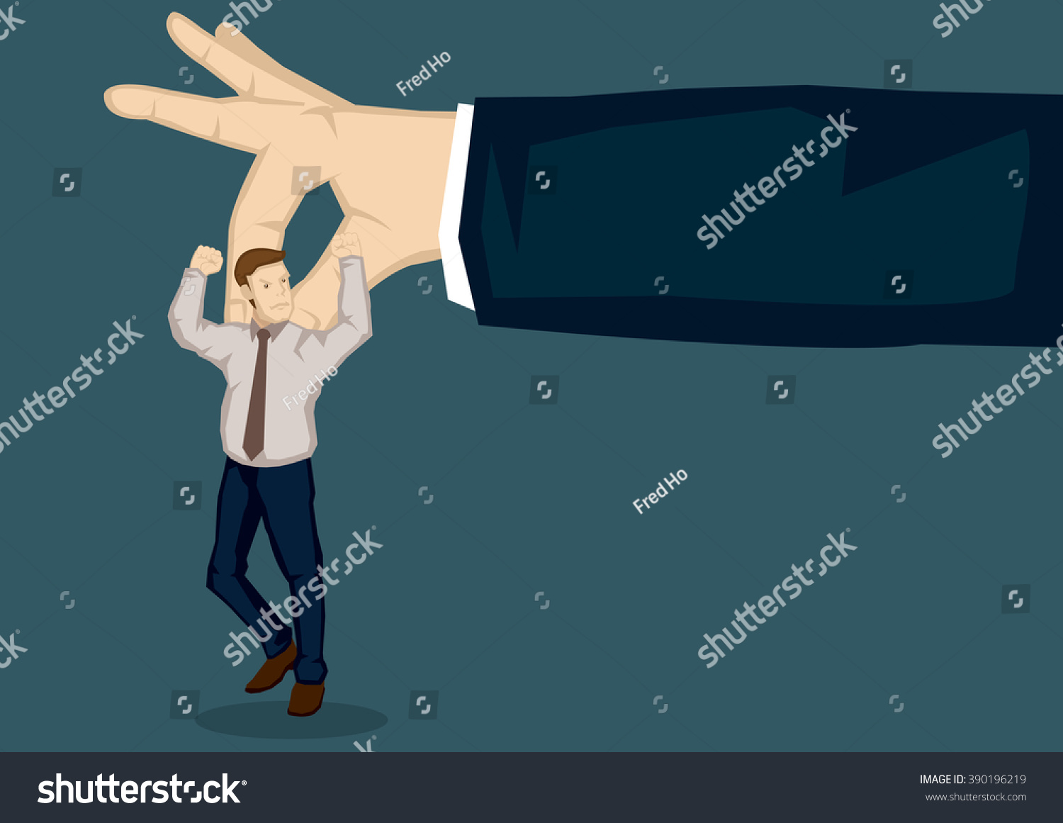 Giant Hand Picking Cartoon Businessman Thumb Stock Vector (royalty Free 