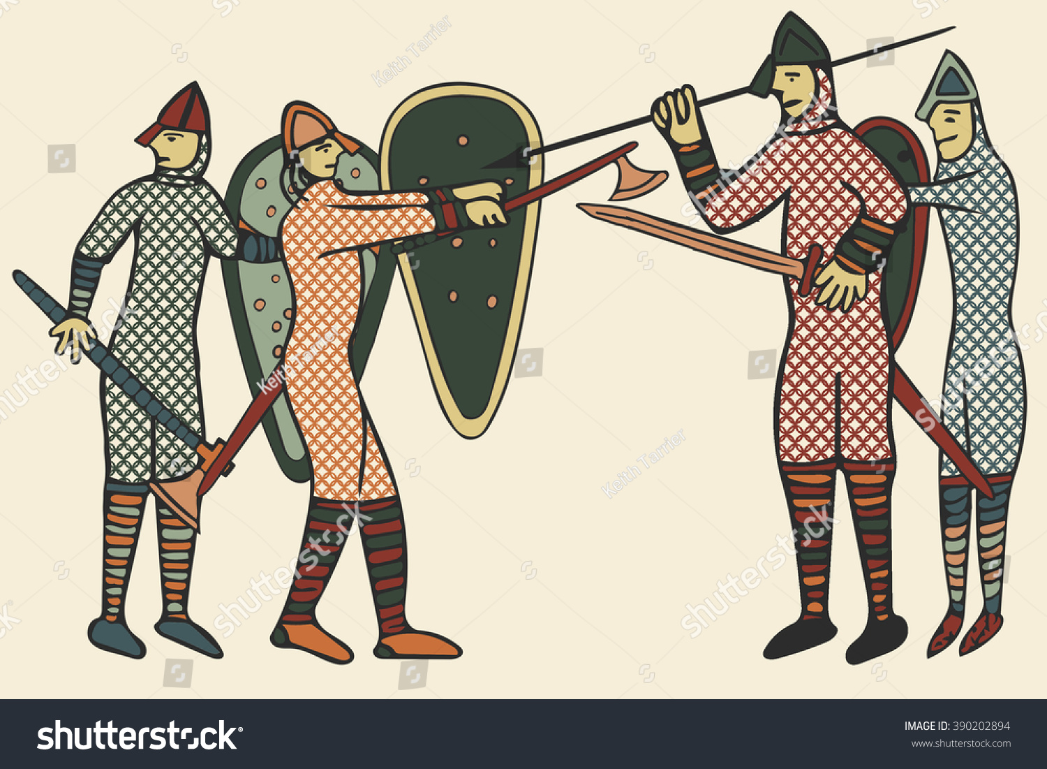 Norman Invasion Soldiers Battle Done Medieval Stock Illustration ...