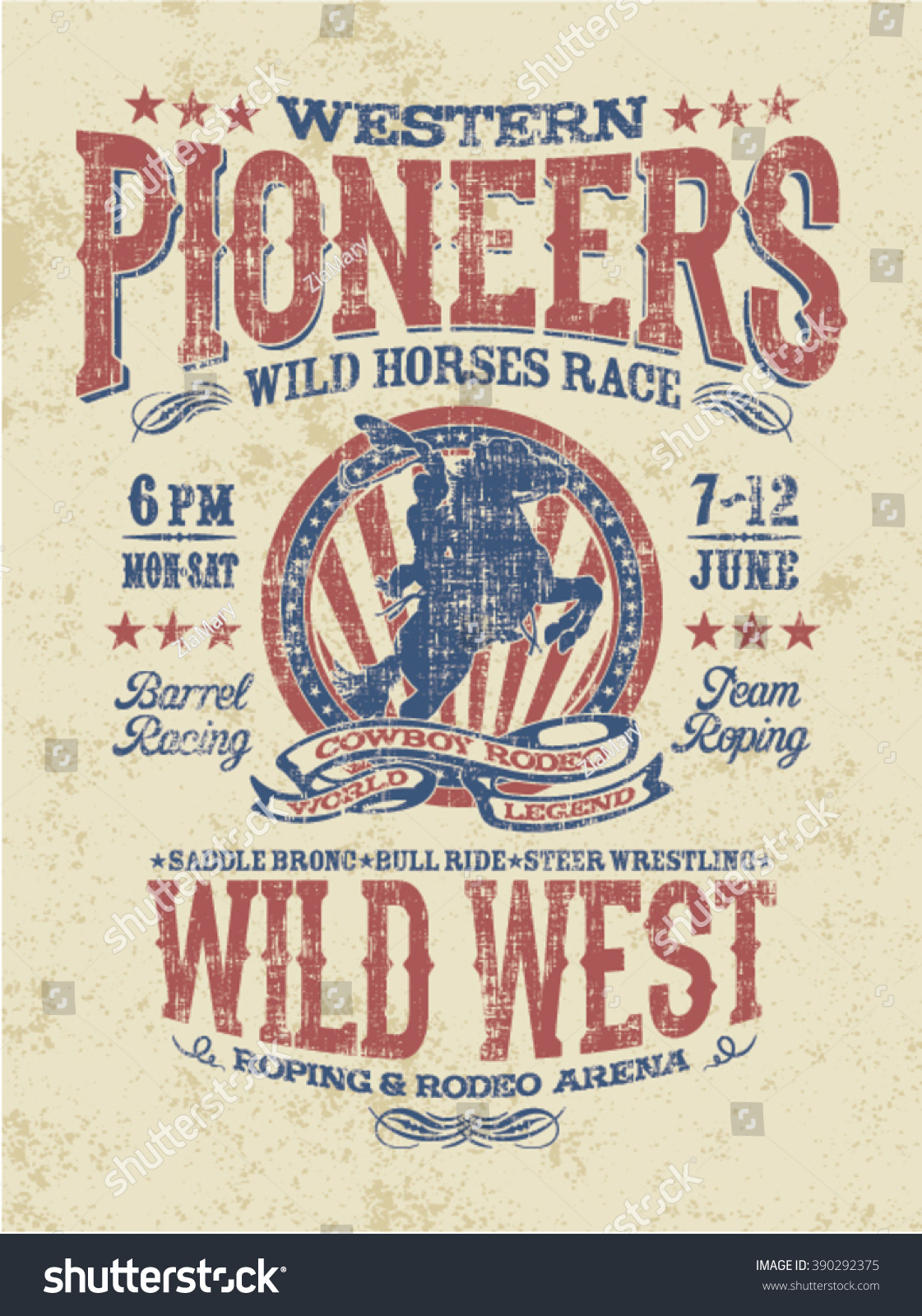 Western Pioneers Rodeo Vector Artwork T Stock Vector (royalty Free 