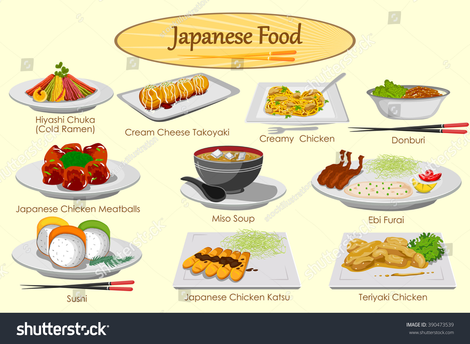 Collection Delicious Japanese Food Vector Stock Vector (Royalty Free ...