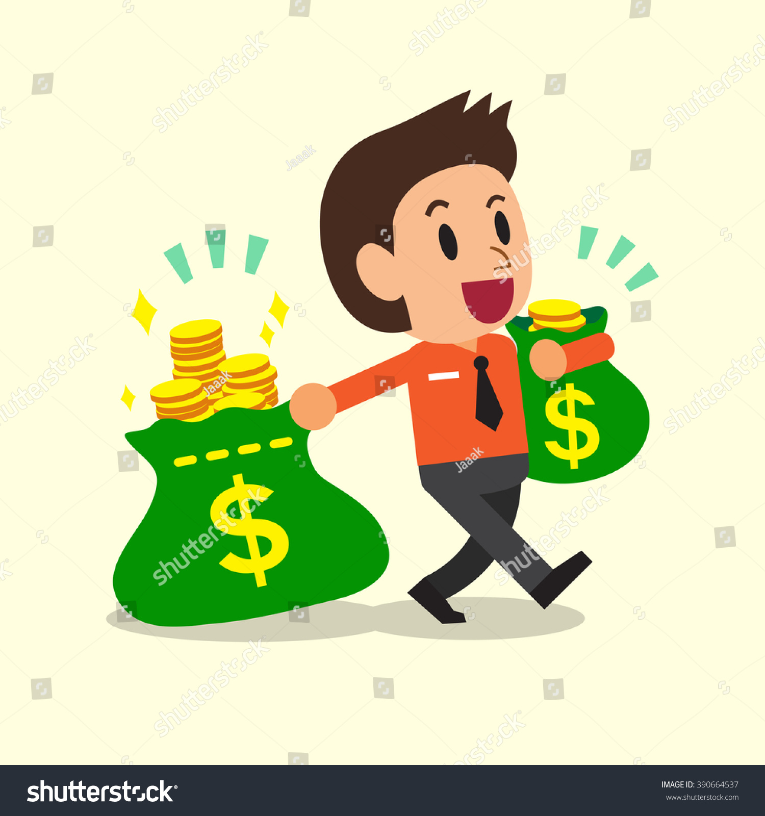 Cartoon Businessman Carrying Money Bags Stock Vector (Royalty Free ...