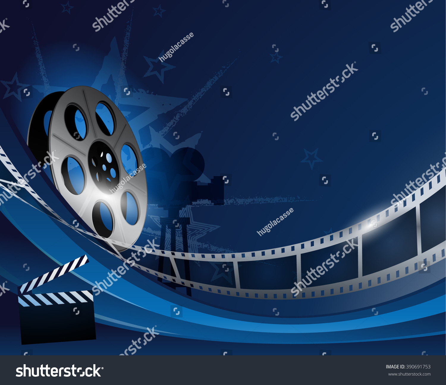 Blue Abstract Film Reel Movie Background Stock Vector (Royalty Free ...