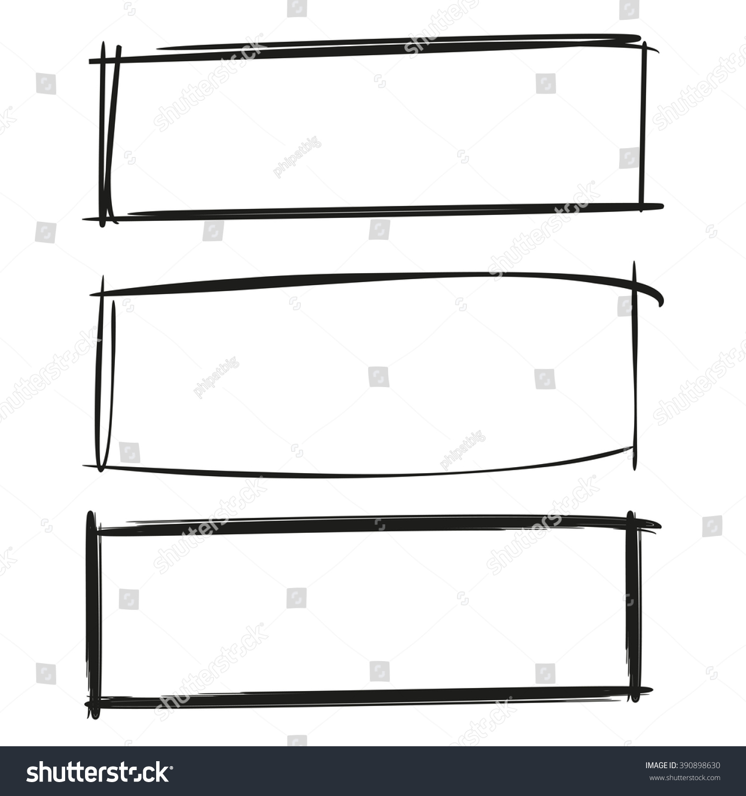 Hand Drawn Rectangle Frames Grunge Border Stock Vector (Royalty Free ...