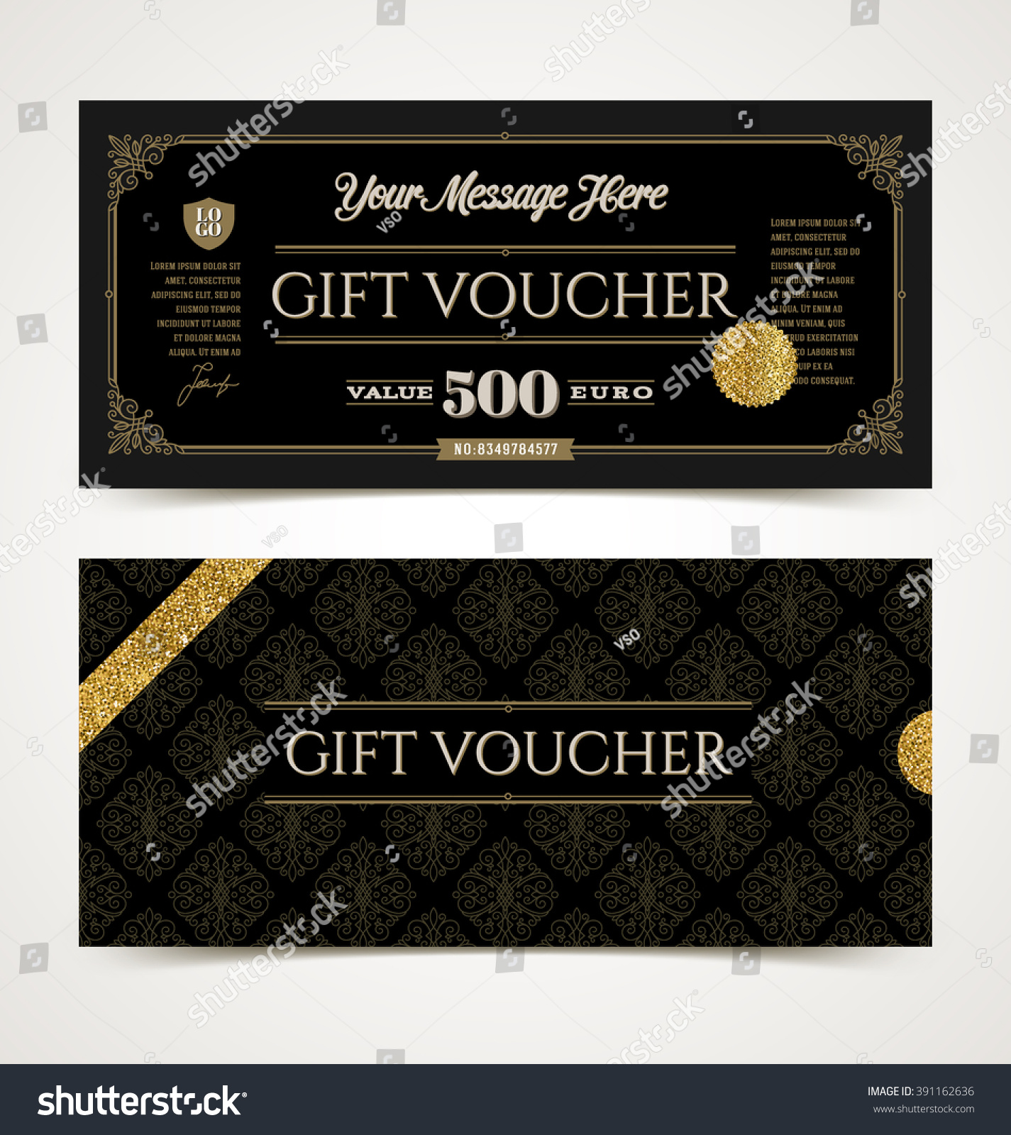 Gift Voucher Template Glitter Gold Vector Stock Vector (Royalty Free ...