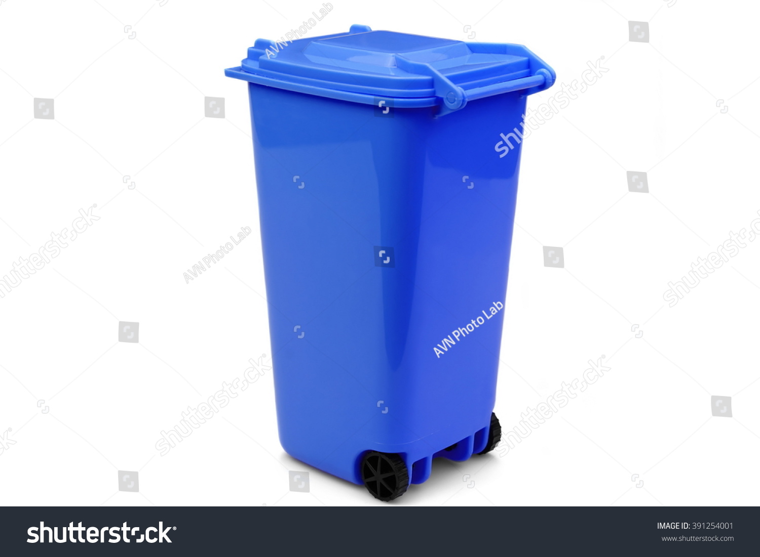 Blue Plastic Waste Container Wheelie Bin Stock Photo 391254001 ...