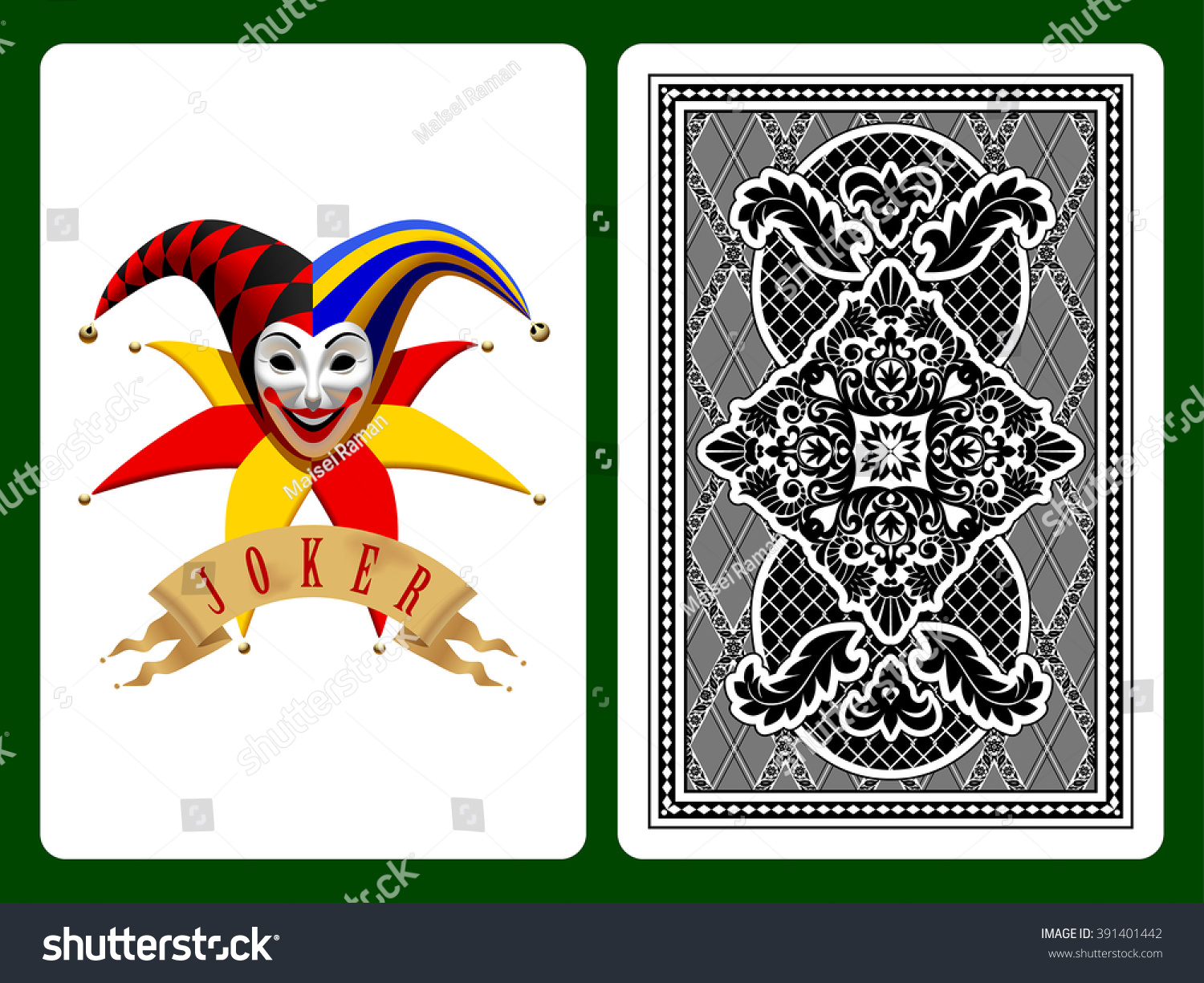 Joker Playing Card On Black Backside Stock Vector (Royalty Free ...