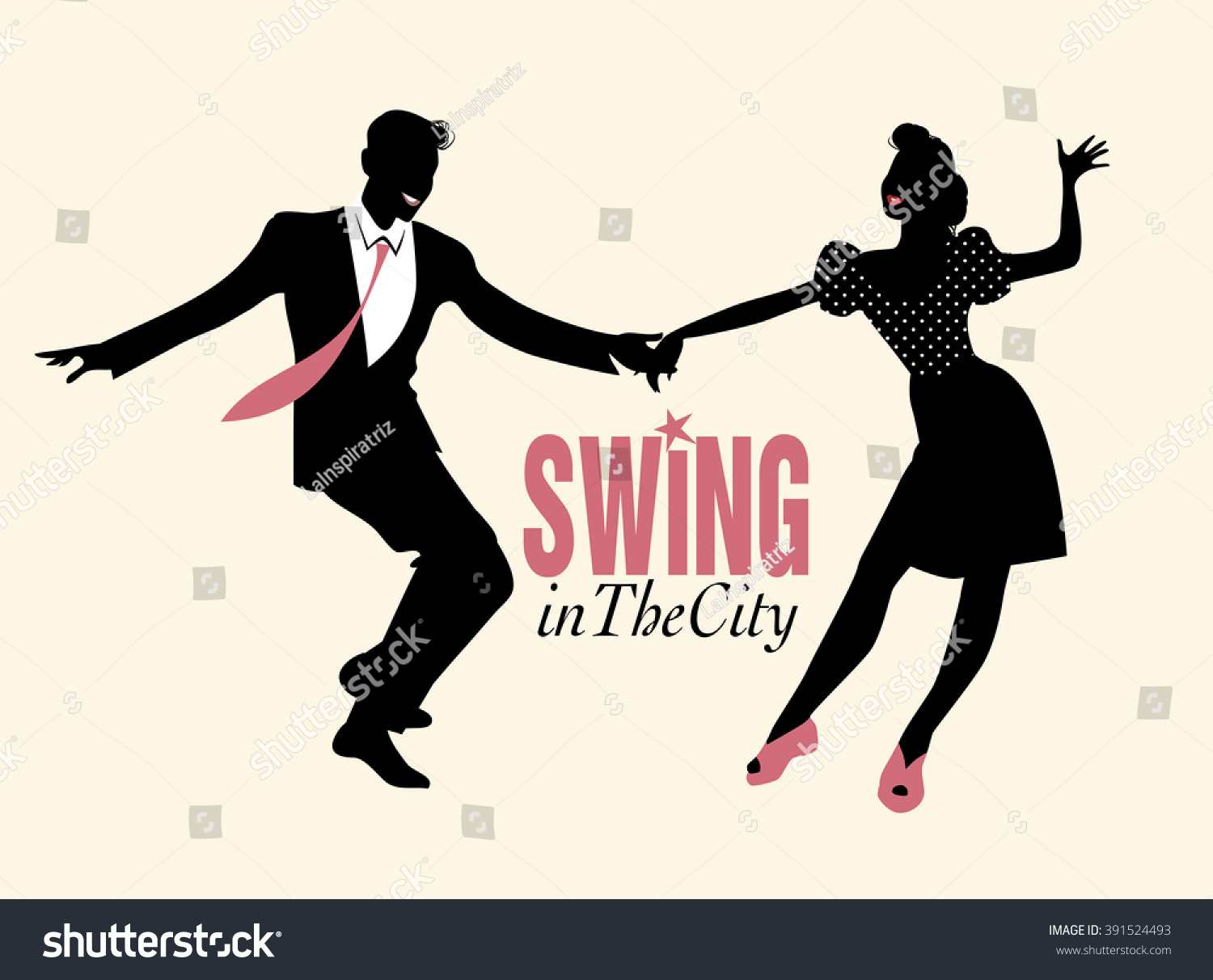 Handsome Man Pinup Girl Dancing Swing Stock Vector (Royalty Free ...