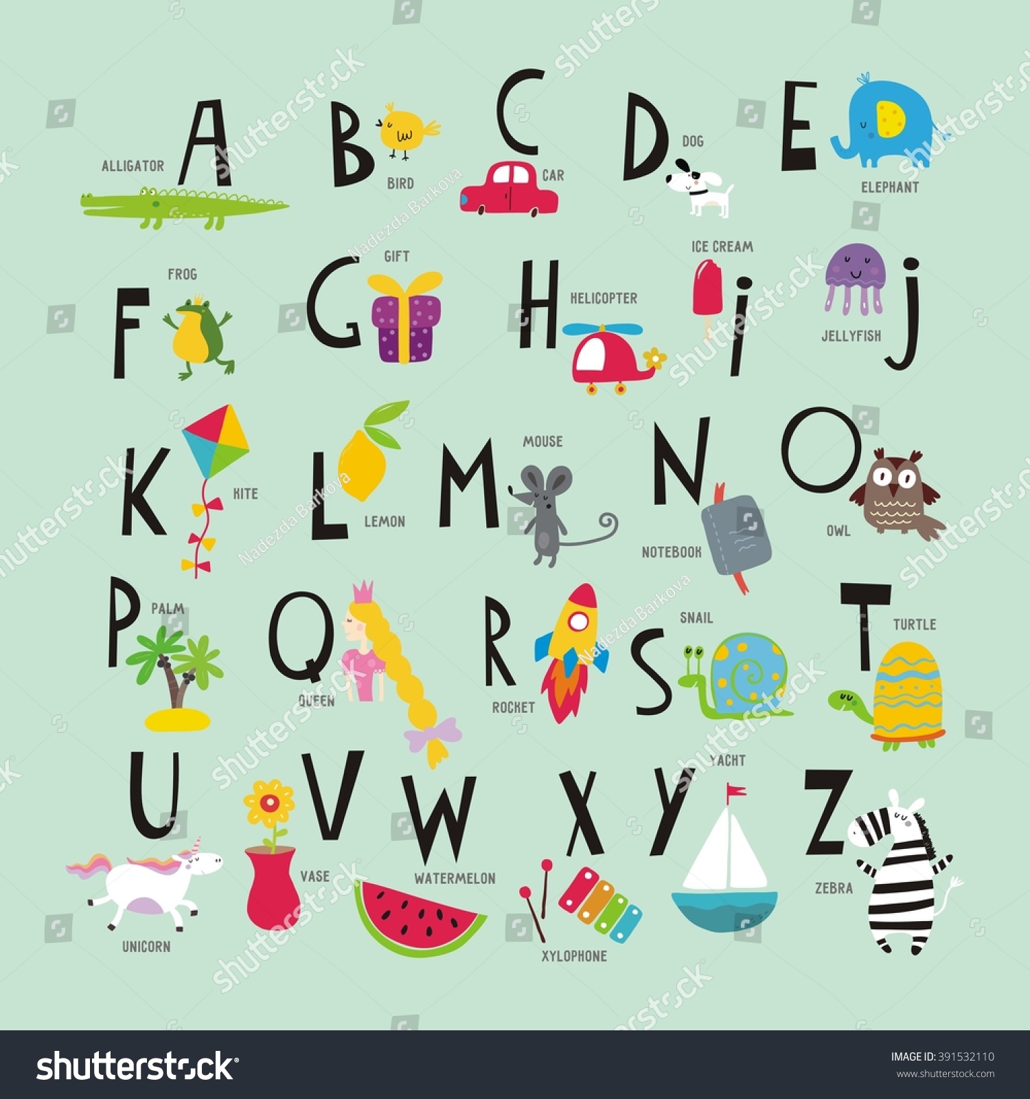 Funny Alphabet Kids Stock Vector (Royalty Free) 391532110 | Shutterstock