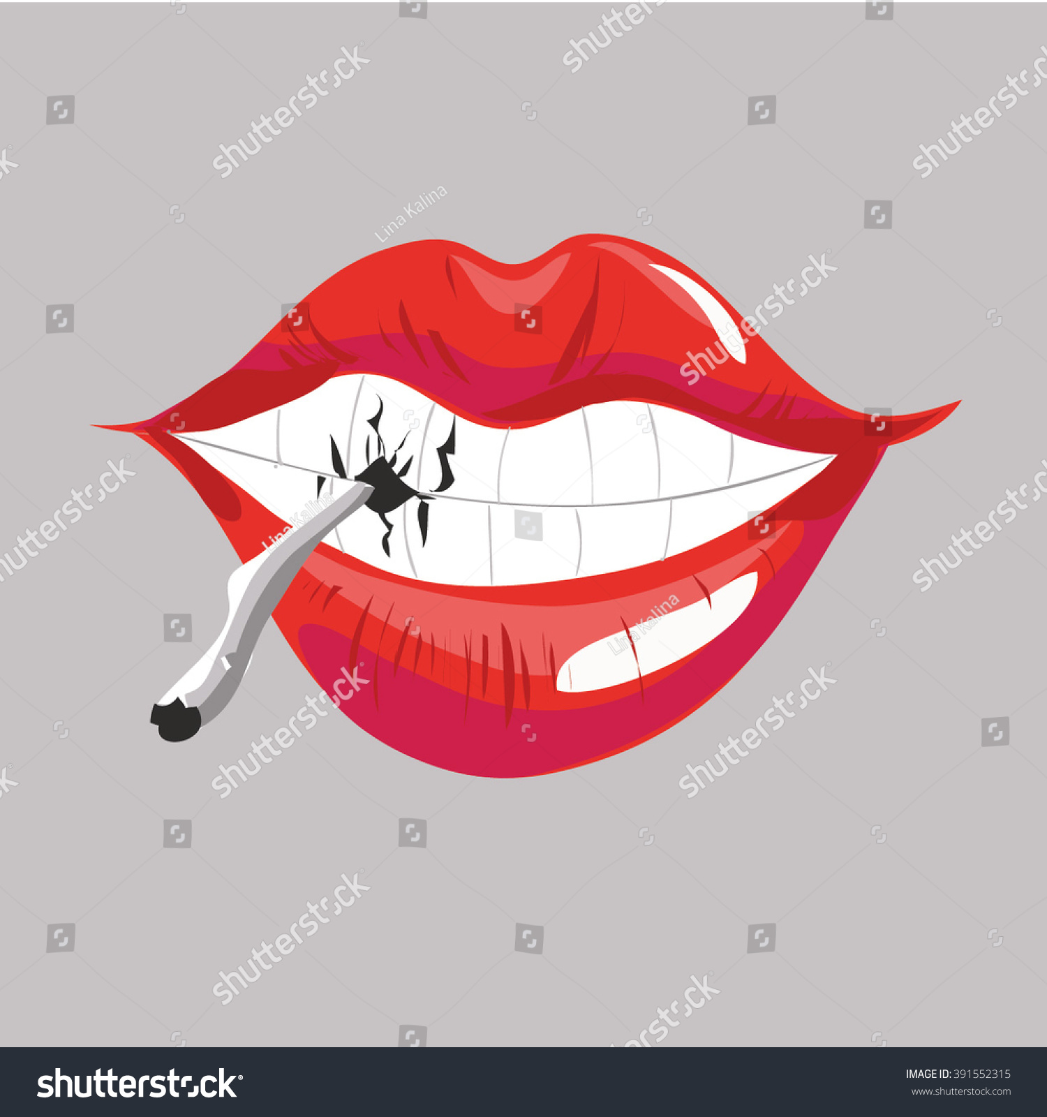 Smoking Lips Mouth Health Vector Illustration Stock Vector (Royalty ...