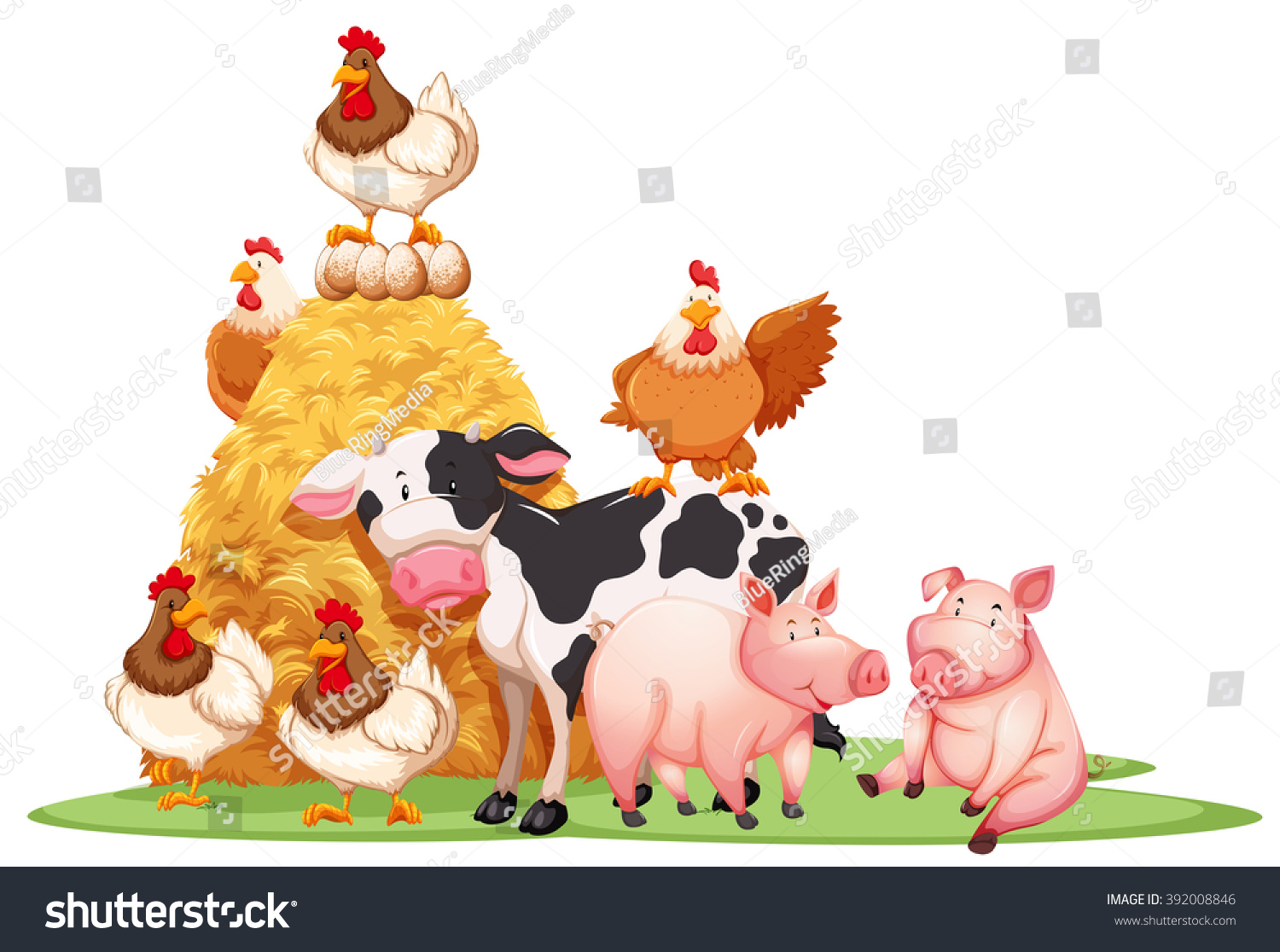 Farm Animals Haystack Illustration Stock Vector (Royalty Free ...