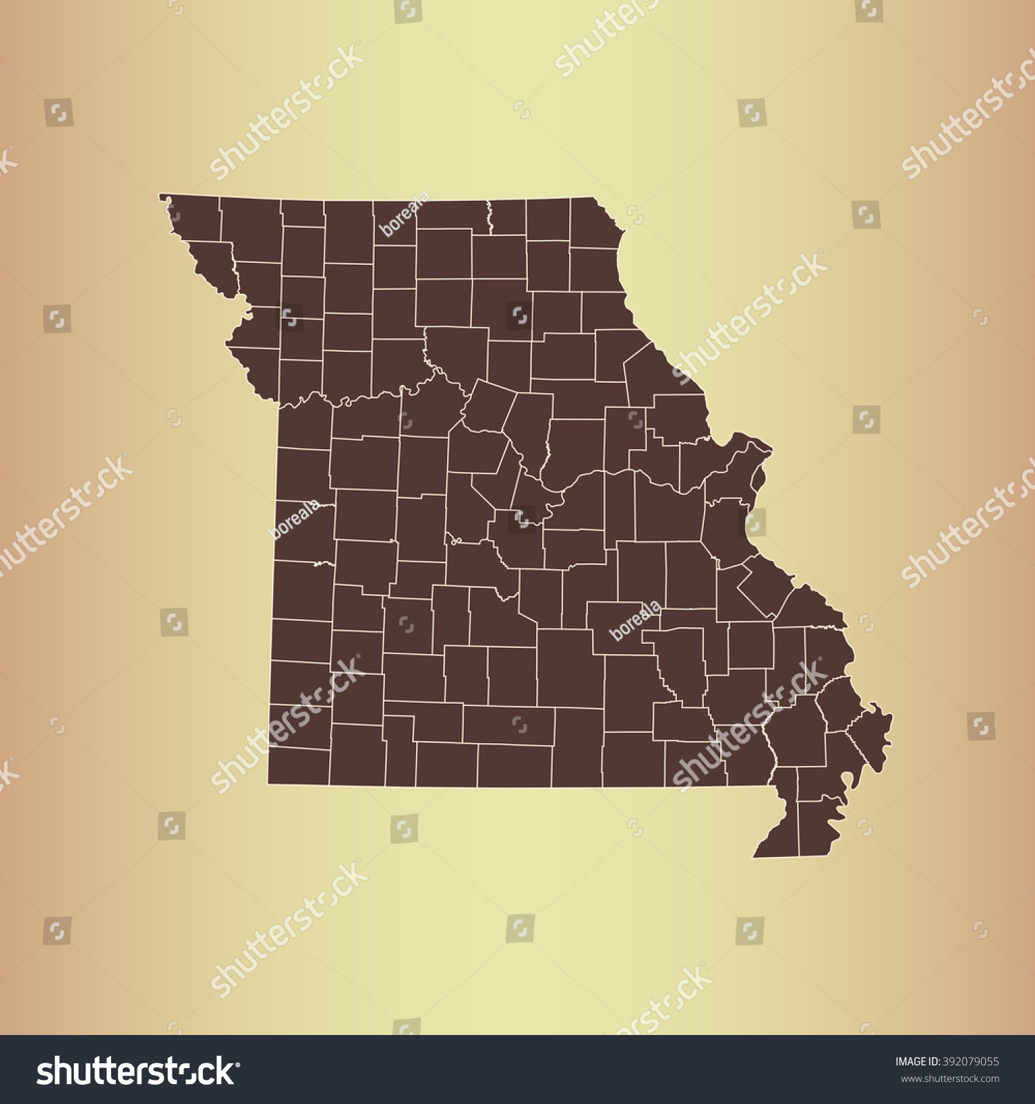 Map Missouri Stock Vector (Royalty Free) 392079055 | Shutterstock